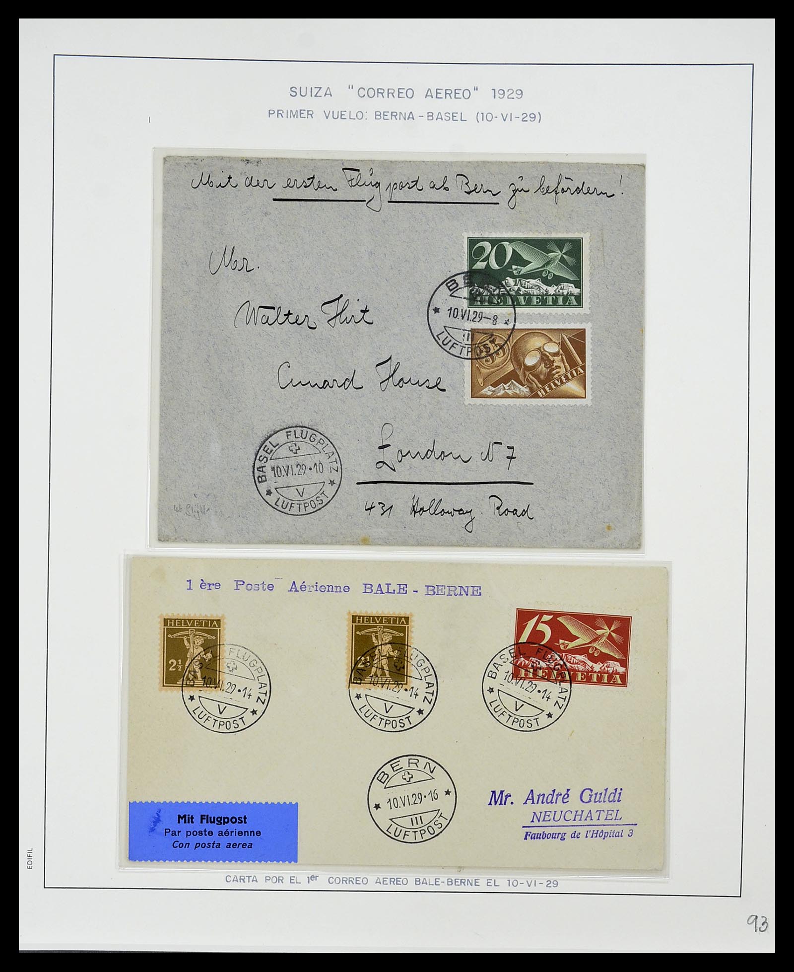 34137 023 - Postzegelverzameling 34137 Zwitserland luchtpostbrieven 1923-1963.