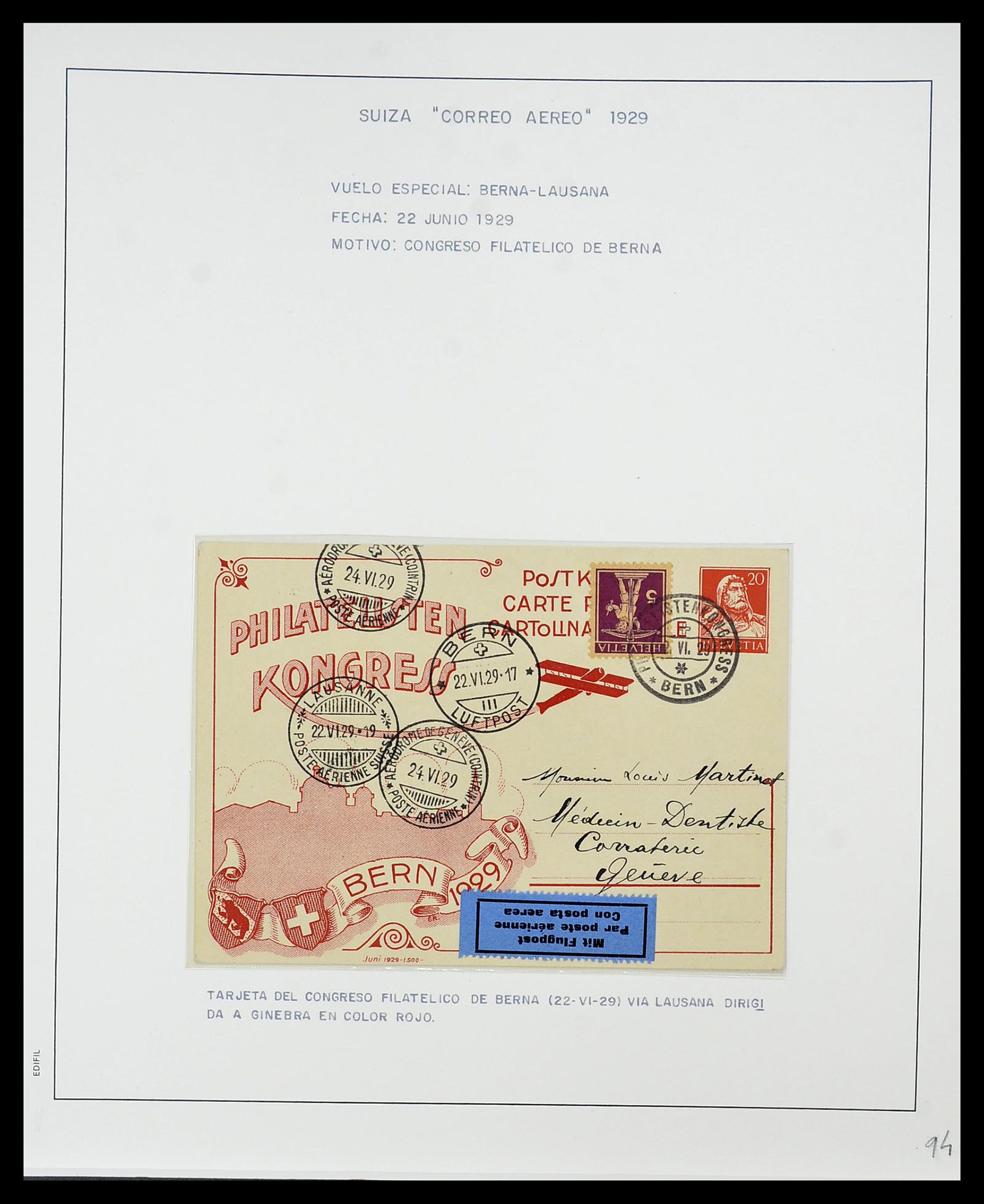 34137 024 - Postzegelverzameling 34137 Zwitserland luchtpostbrieven 1923-1963.