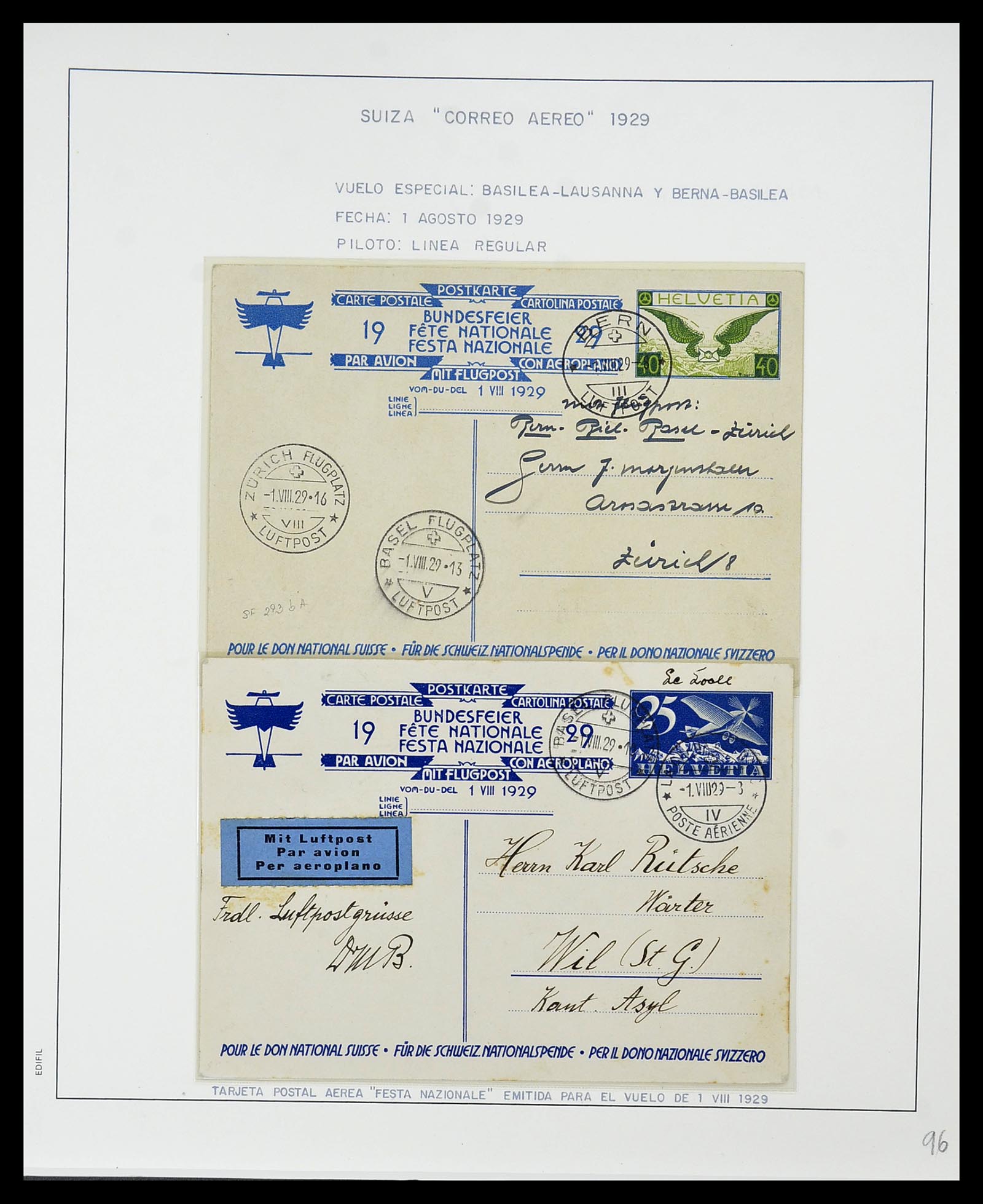 34137 026 - Postzegelverzameling 34137 Zwitserland luchtpostbrieven 1923-1963.