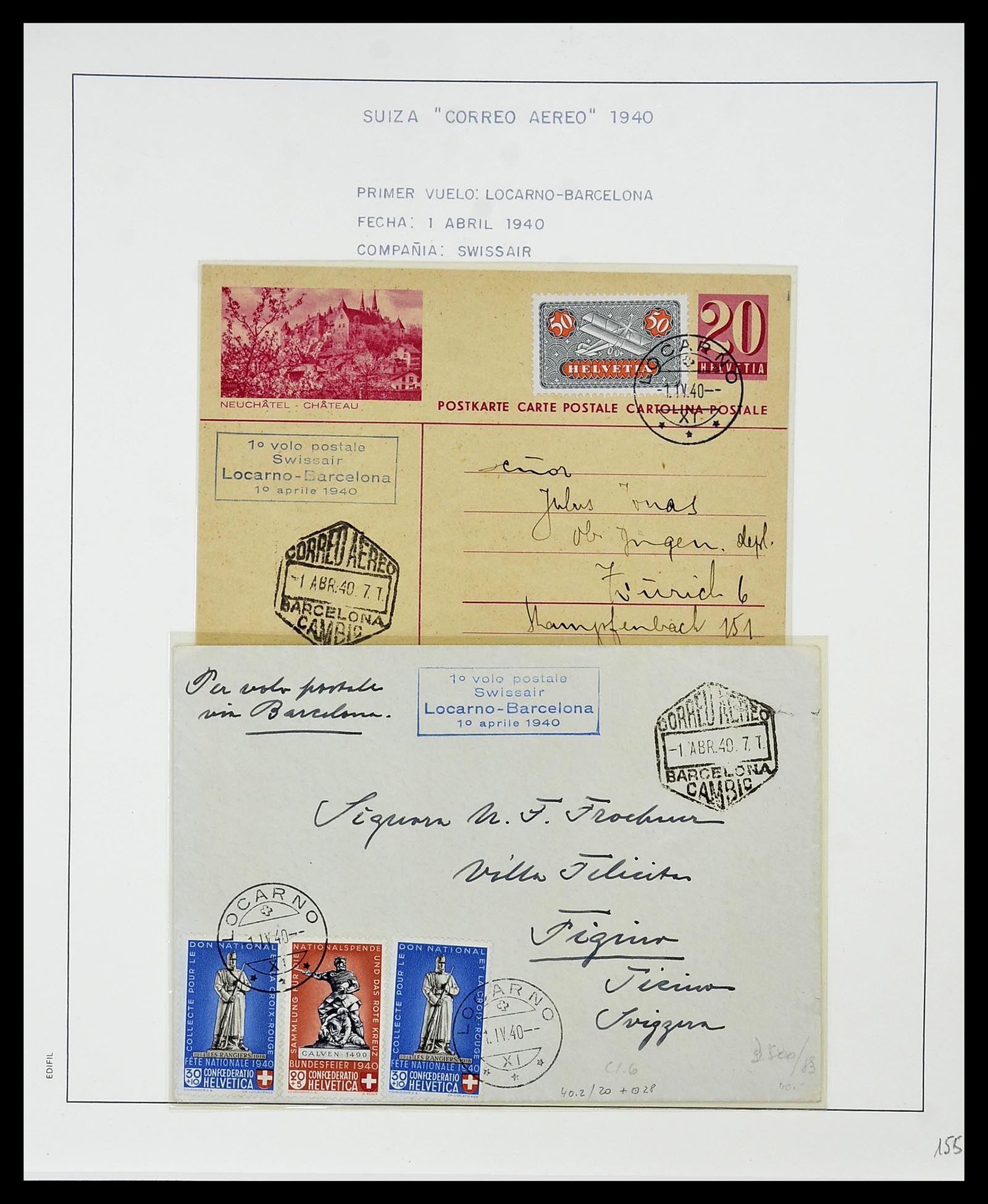 34137 031 - Postzegelverzameling 34137 Zwitserland luchtpostbrieven 1923-1963.