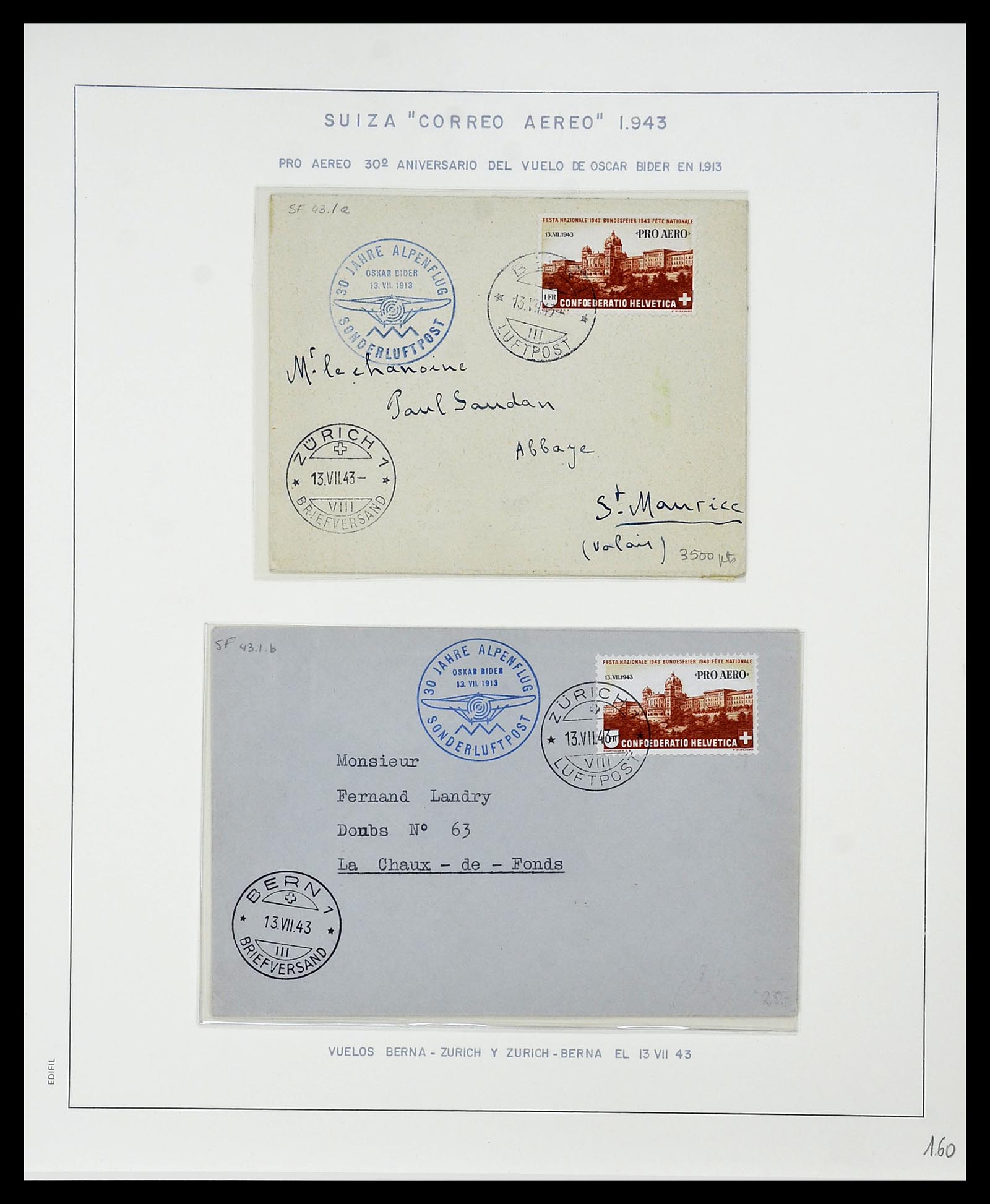 34137 036 - Postzegelverzameling 34137 Zwitserland luchtpostbrieven 1923-1963.