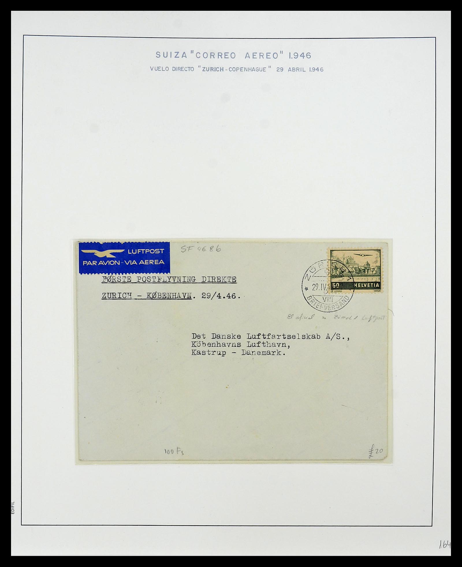 34137 039 - Postzegelverzameling 34137 Zwitserland luchtpostbrieven 1923-1963.
