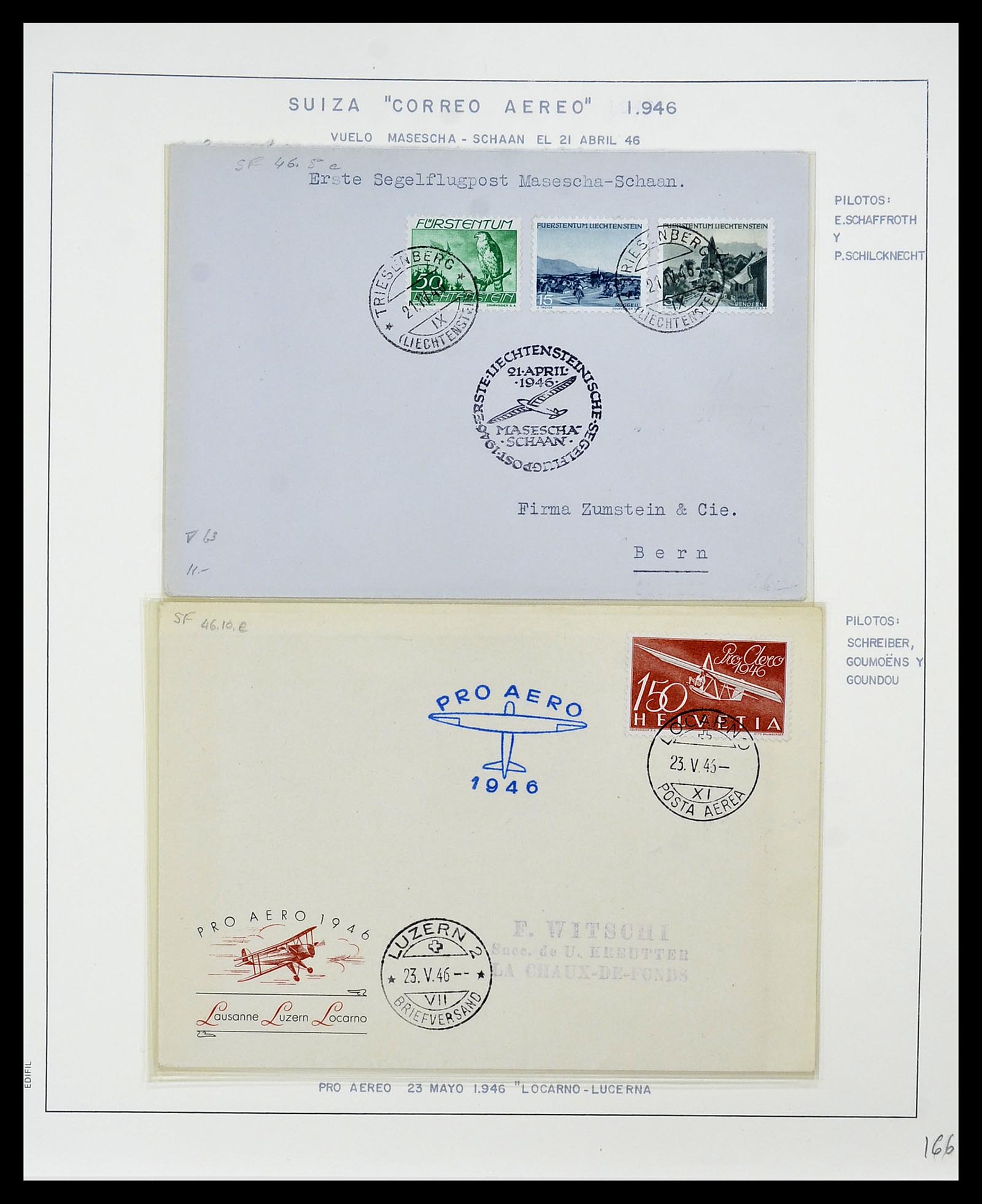 34137 041 - Postzegelverzameling 34137 Zwitserland luchtpostbrieven 1923-1963.