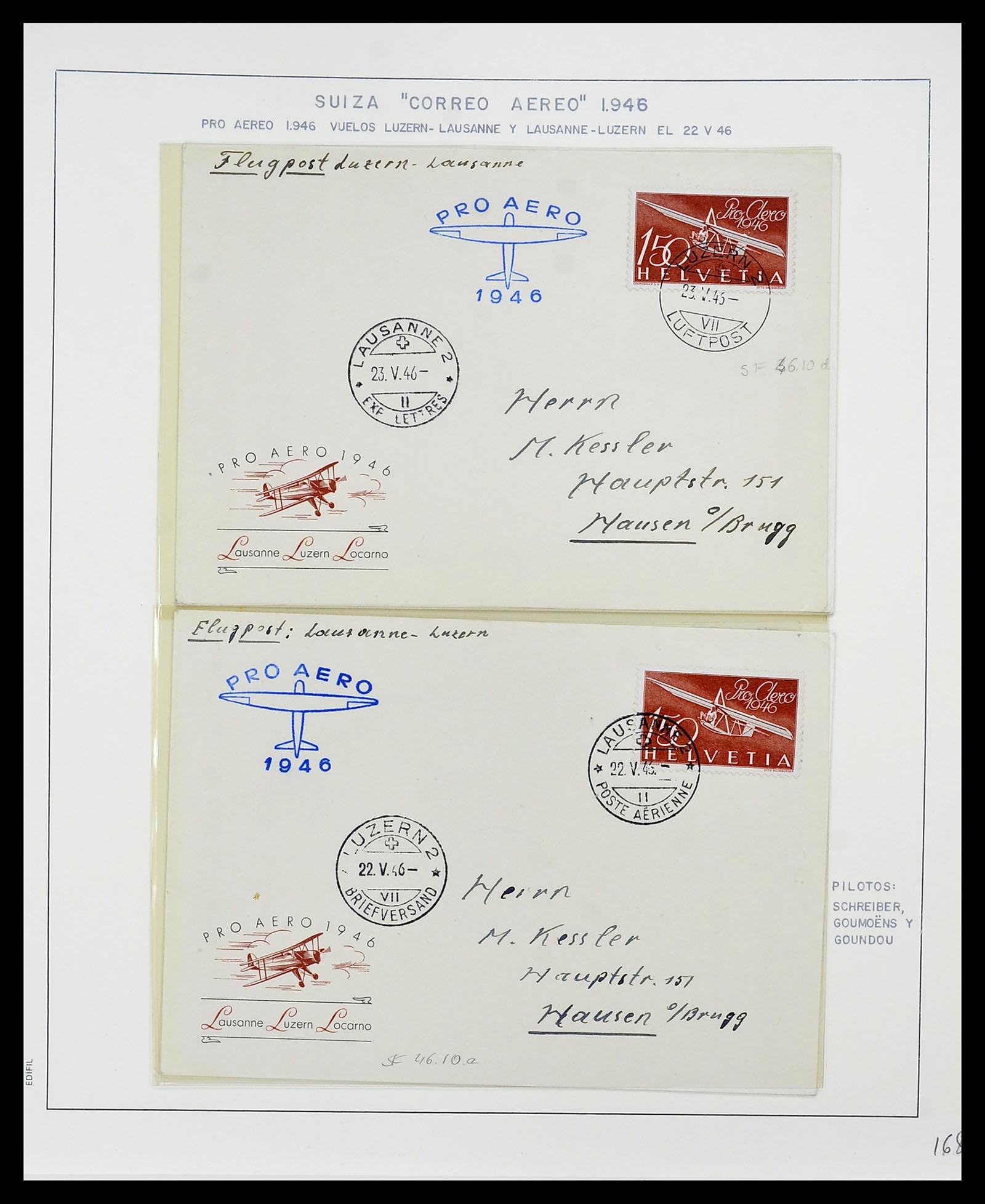 34137 043 - Postzegelverzameling 34137 Zwitserland luchtpostbrieven 1923-1963.