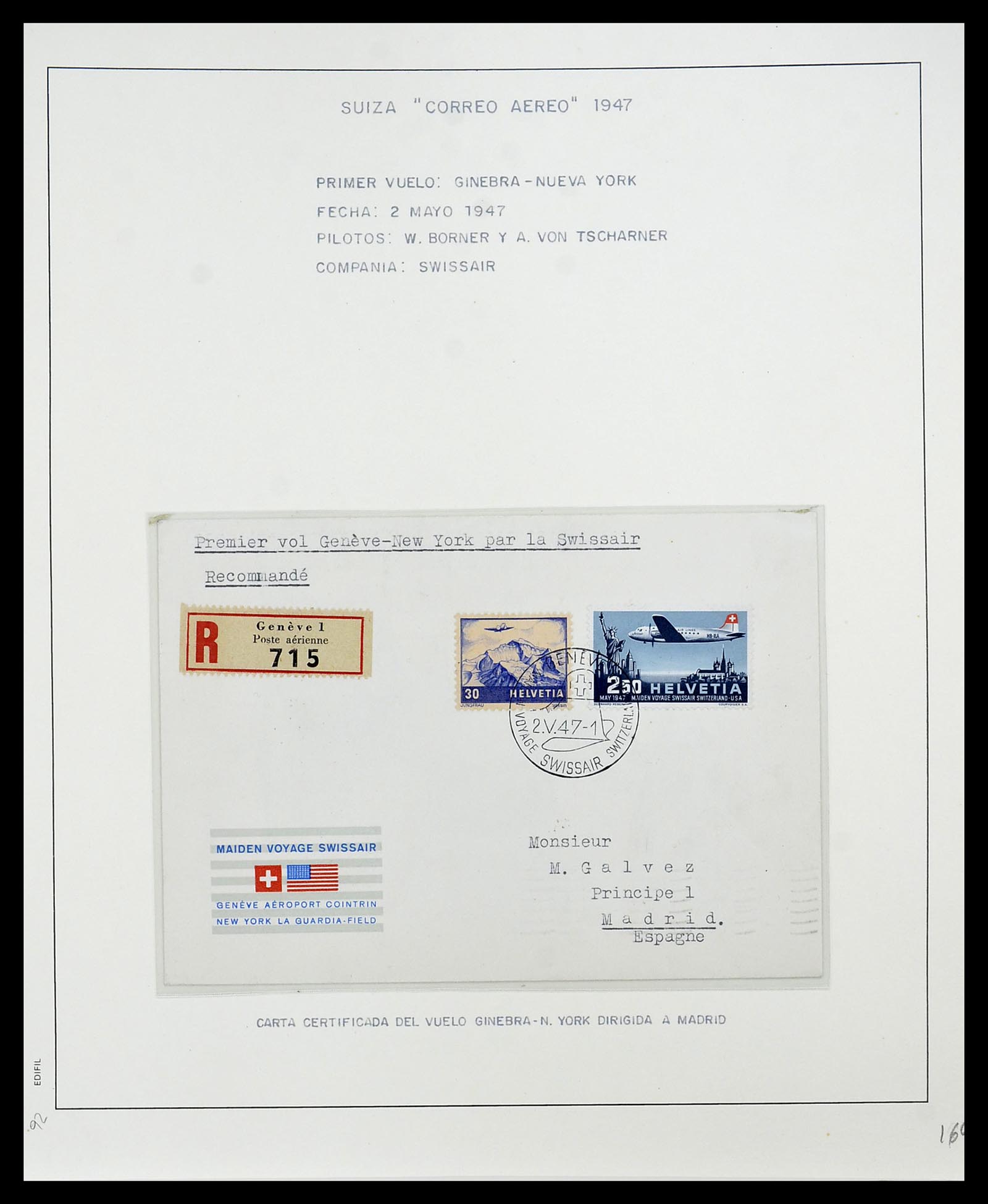 34137 044 - Postzegelverzameling 34137 Zwitserland luchtpostbrieven 1923-1963.