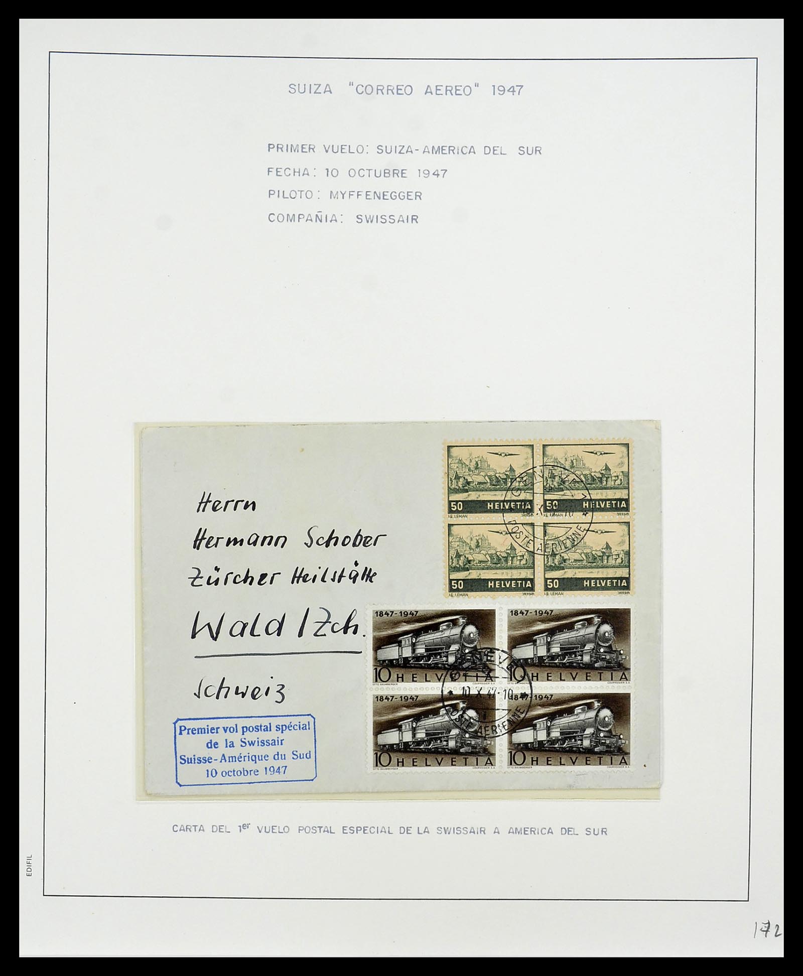 34137 046 - Postzegelverzameling 34137 Zwitserland luchtpostbrieven 1923-1963.