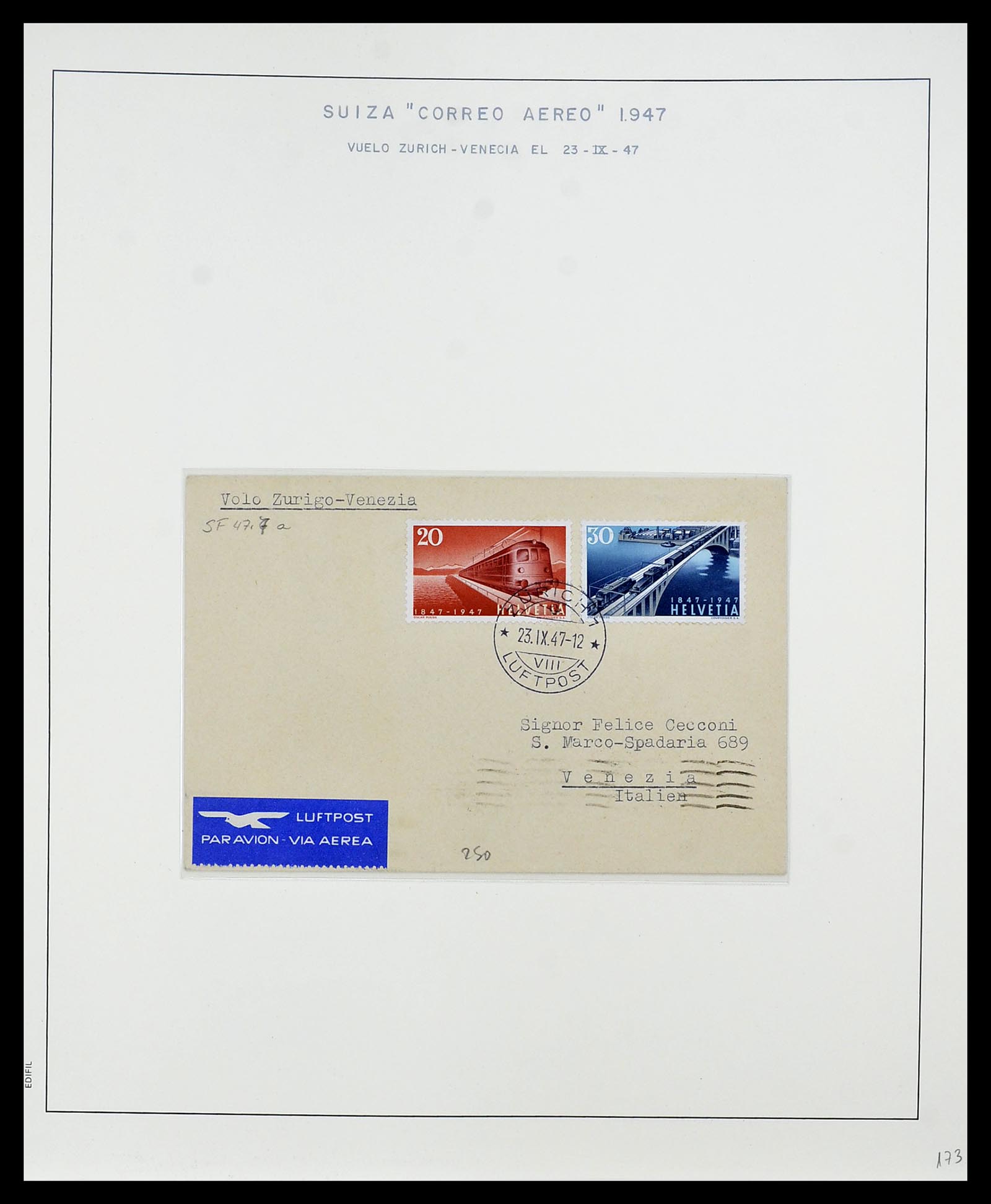 34137 047 - Postzegelverzameling 34137 Zwitserland luchtpostbrieven 1923-1963.