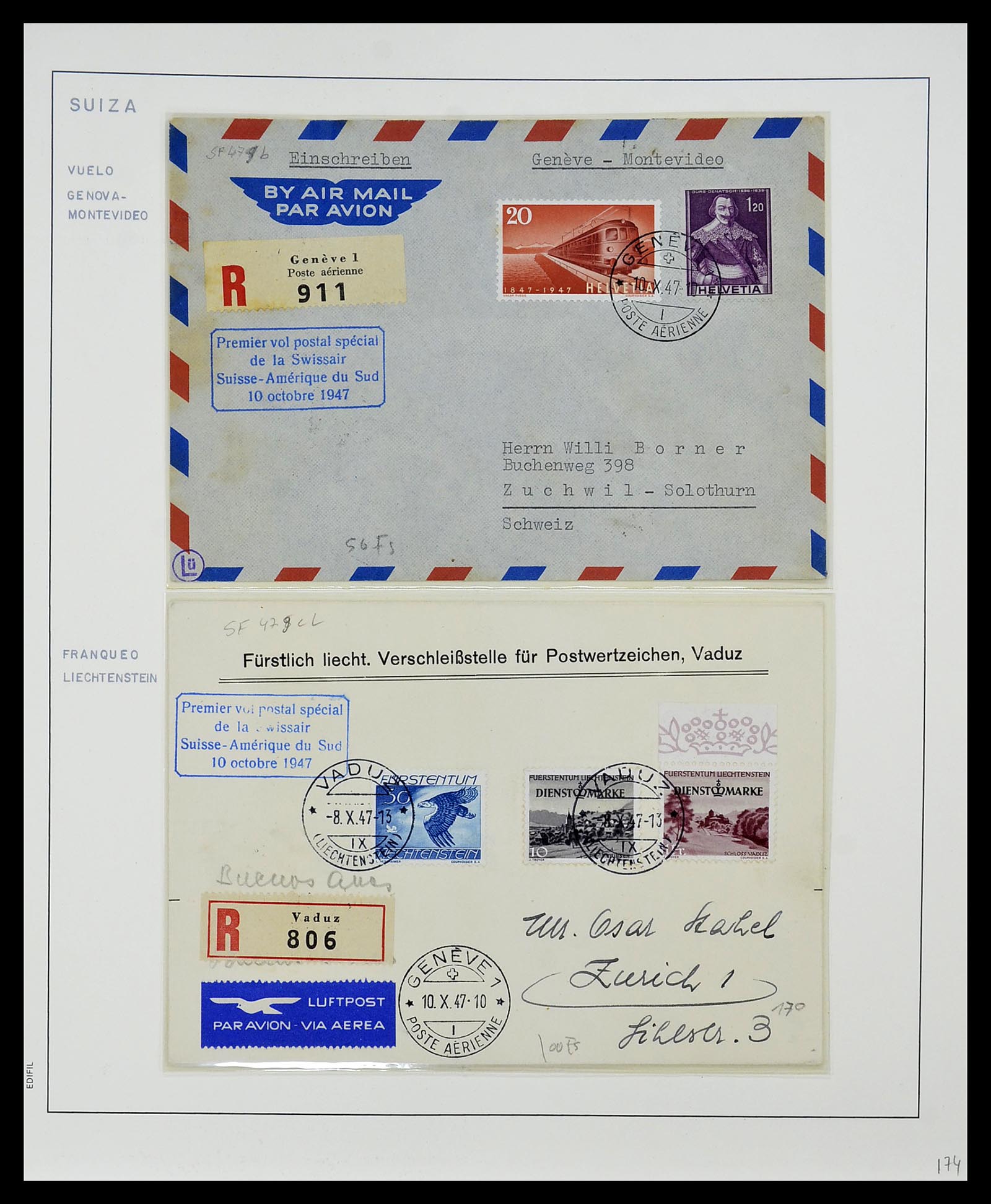 34137 048 - Postzegelverzameling 34137 Zwitserland luchtpostbrieven 1923-1963.