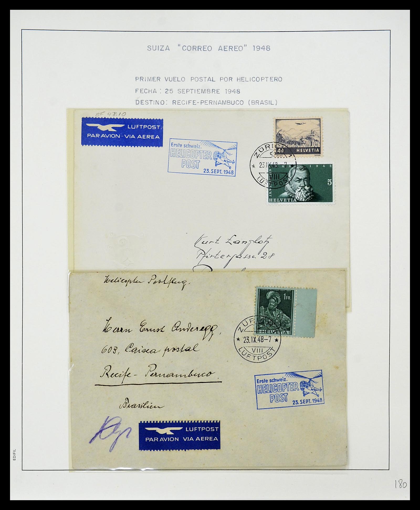 34137 050 - Postzegelverzameling 34137 Zwitserland luchtpostbrieven 1923-1963.