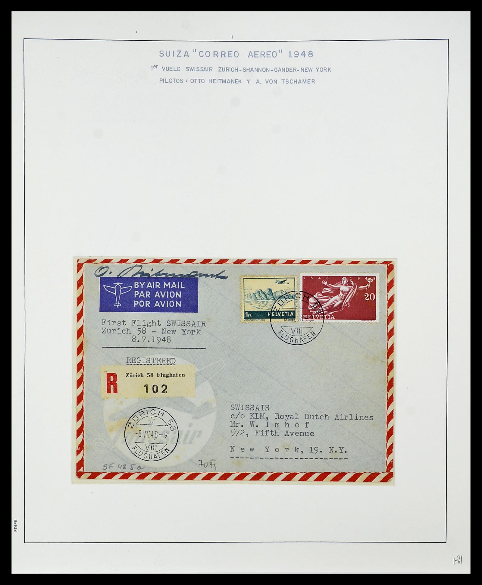 34137 051 - Postzegelverzameling 34137 Zwitserland luchtpostbrieven 1923-1963.