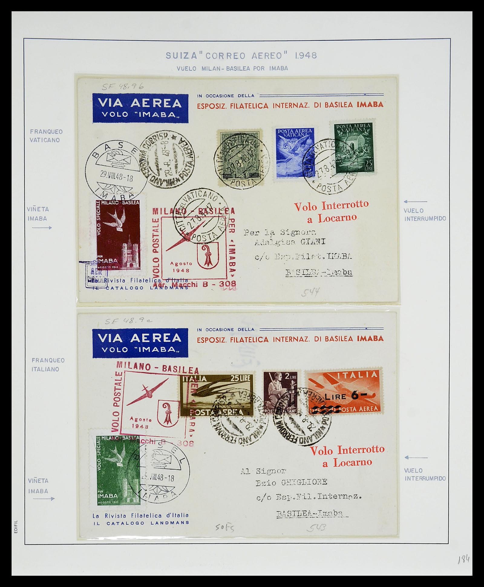 34137 052 - Stamp collection 34137 Switzerland airmail covers 1923-1963.