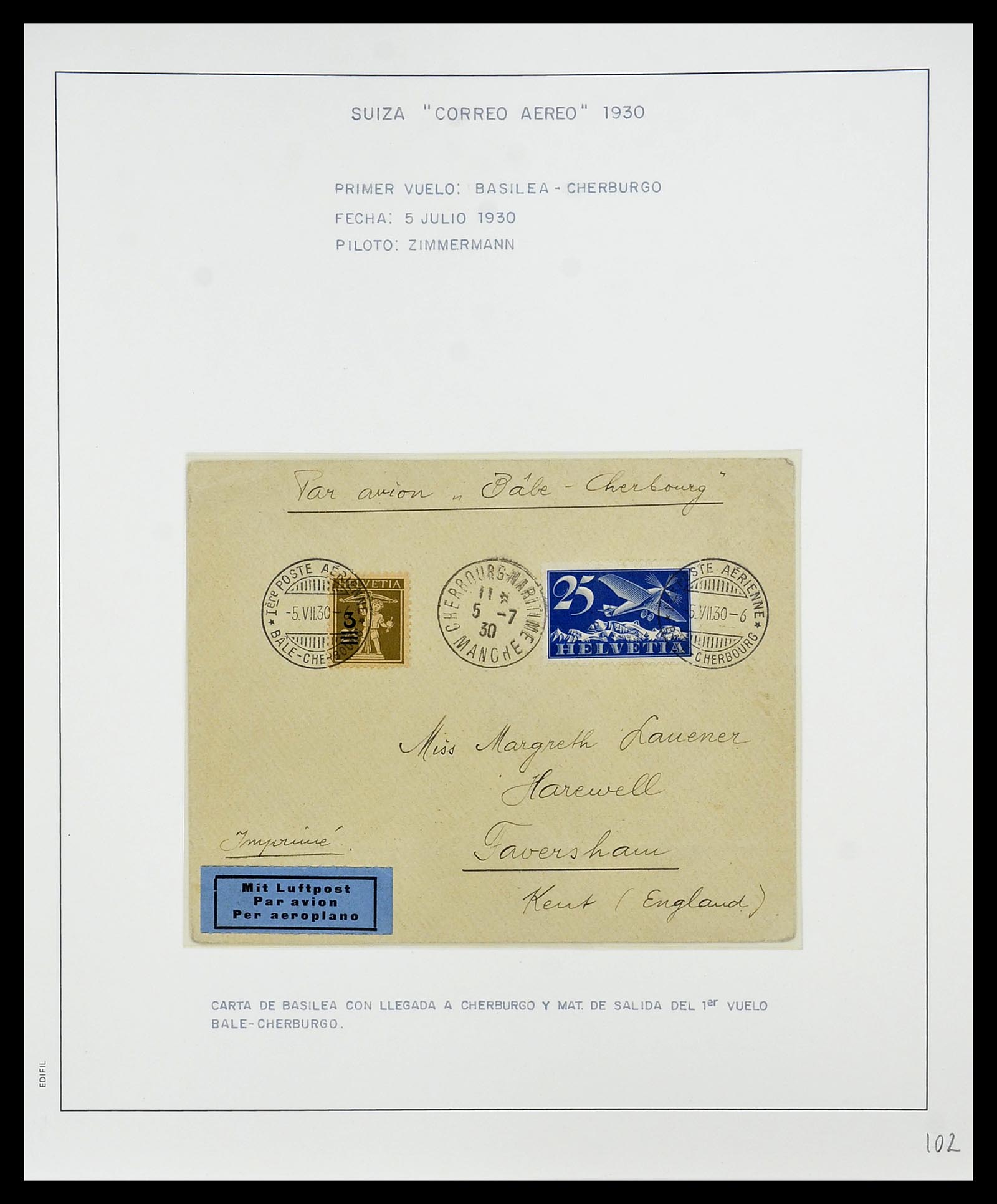 34137 055 - Postzegelverzameling 34137 Zwitserland luchtpostbrieven 1923-1963.