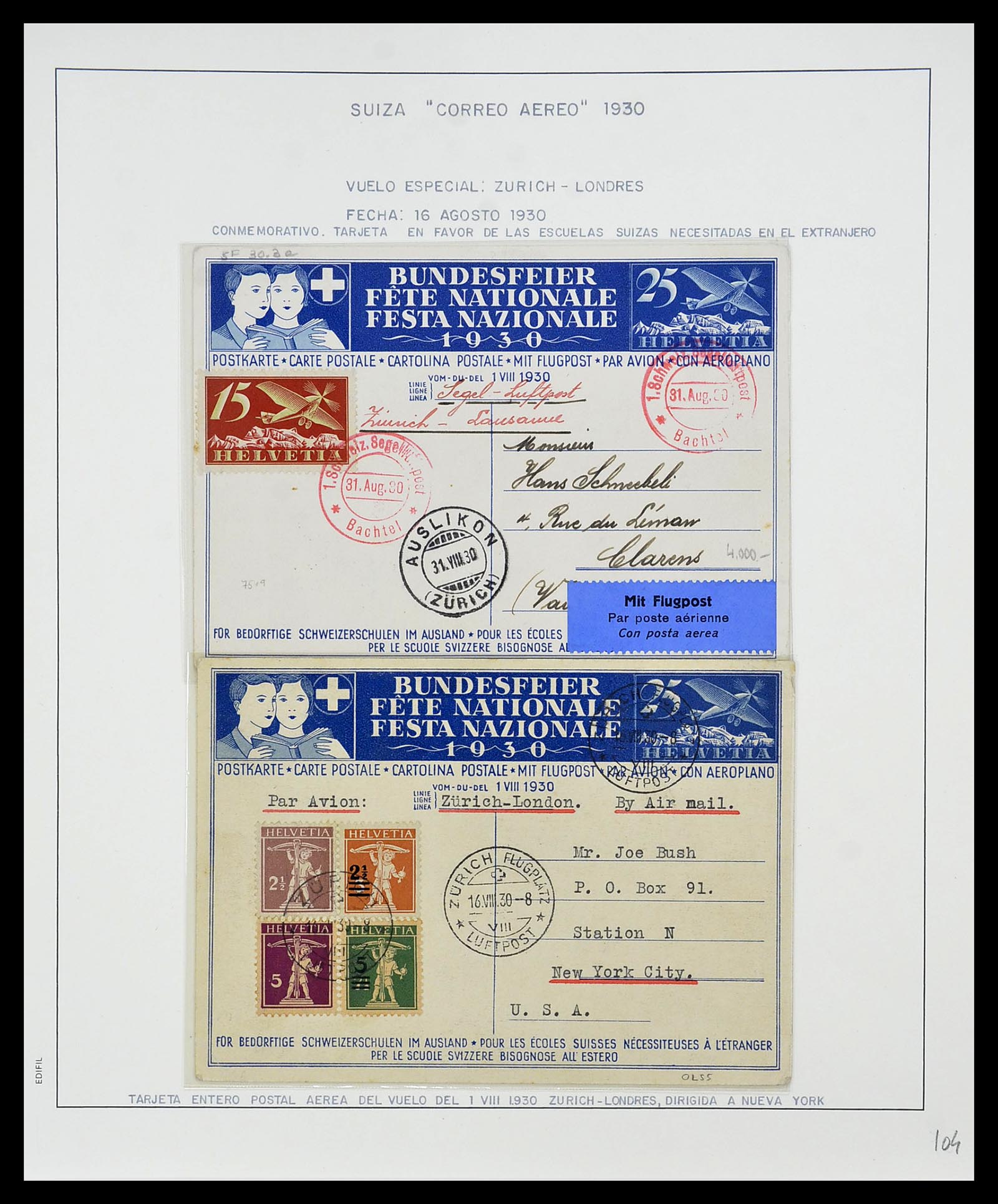 34137 056 - Postzegelverzameling 34137 Zwitserland luchtpostbrieven 1923-1963.