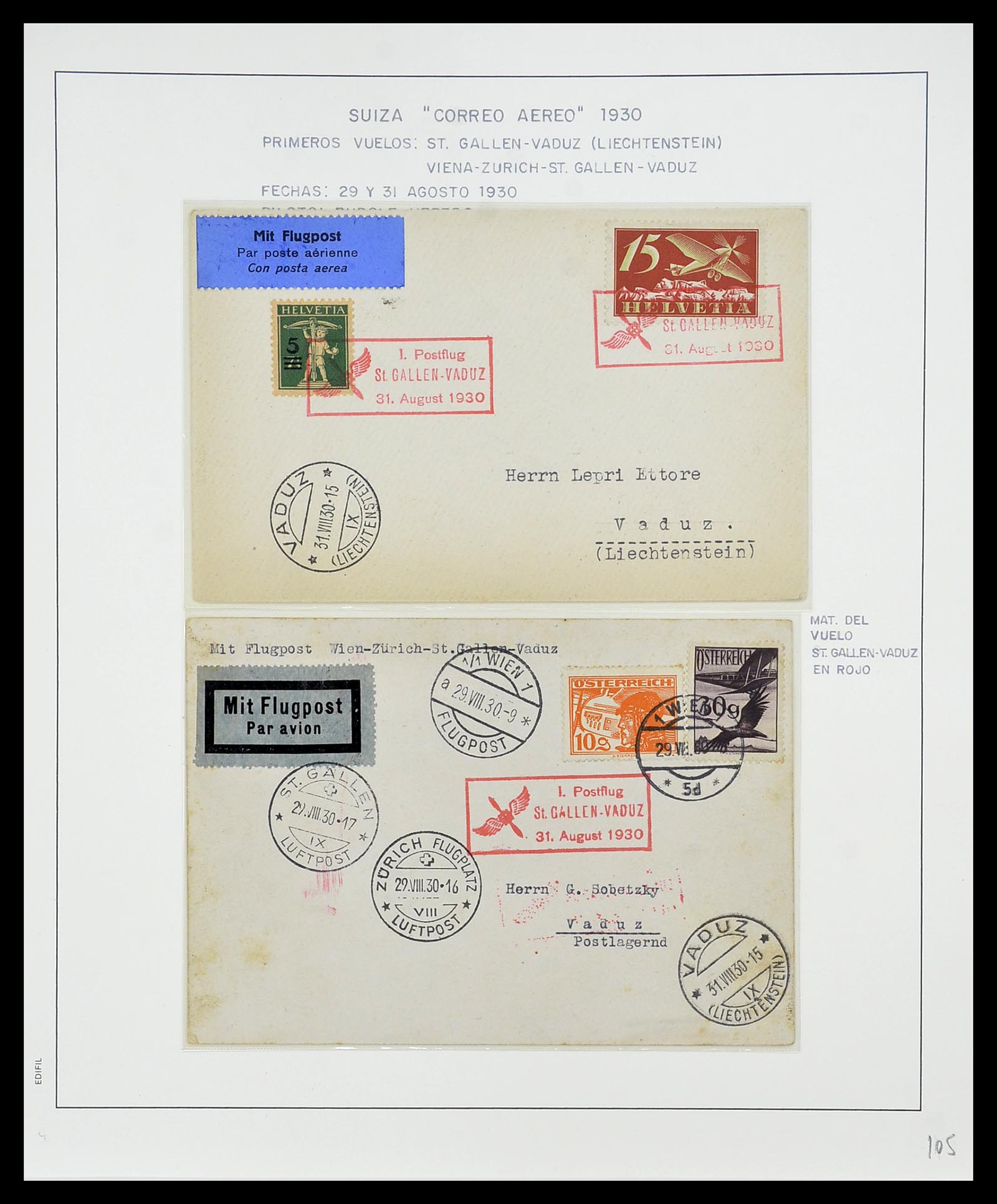 34137 057 - Postzegelverzameling 34137 Zwitserland luchtpostbrieven 1923-1963.
