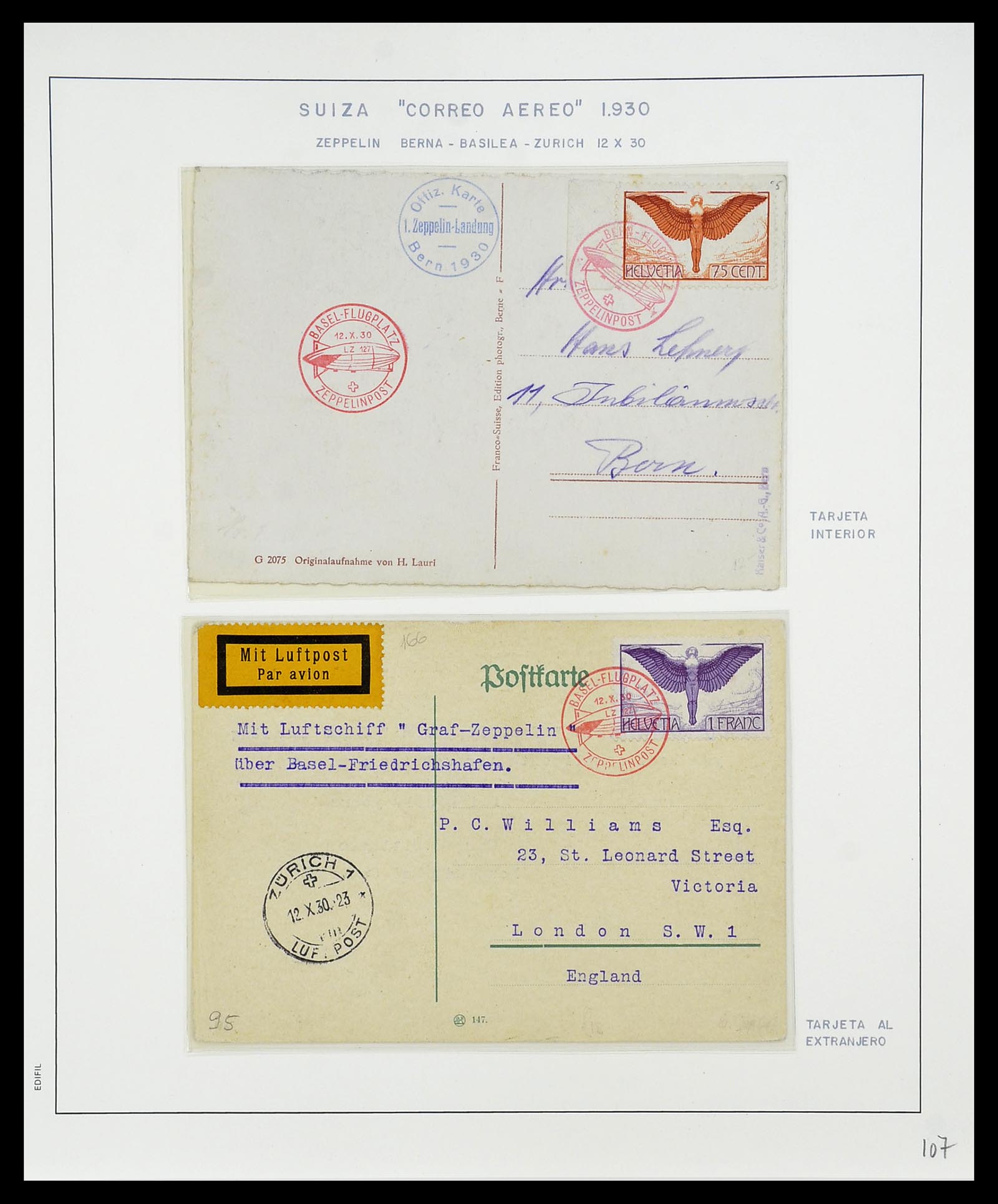 34137 058 - Postzegelverzameling 34137 Zwitserland luchtpostbrieven 1923-1963.
