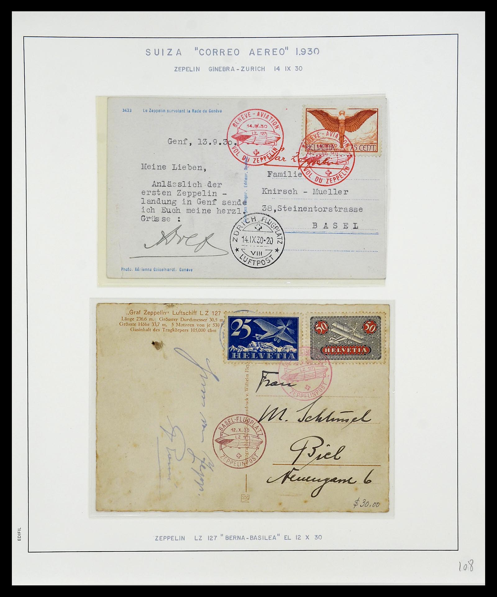 34137 059 - Postzegelverzameling 34137 Zwitserland luchtpostbrieven 1923-1963.