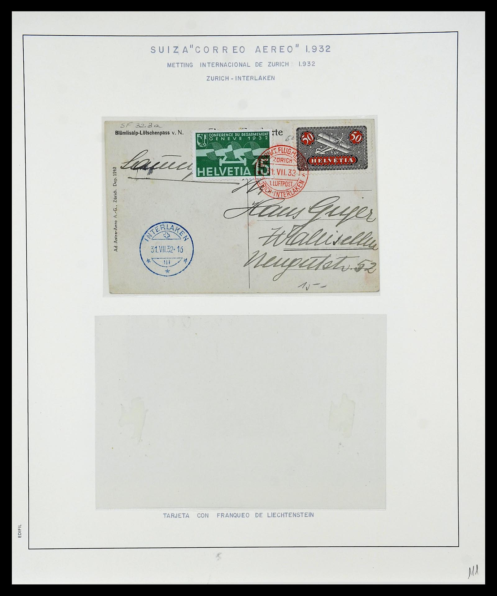 34137 060 - Postzegelverzameling 34137 Zwitserland luchtpostbrieven 1923-1963.