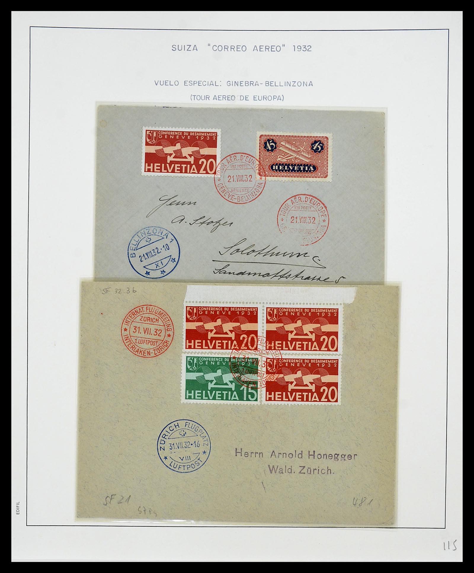 34137 064 - Stamp collection 34137 Switzerland airmail covers 1923-1963.