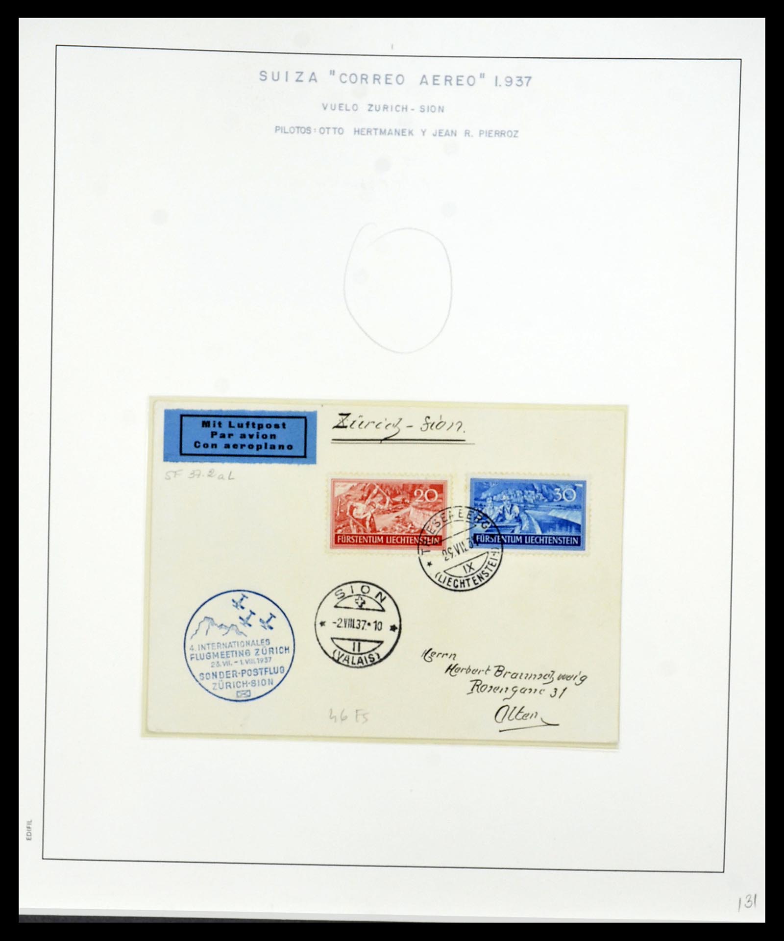 34137 069 - Stamp collection 34137 Switzerland airmail covers 1923-1963.