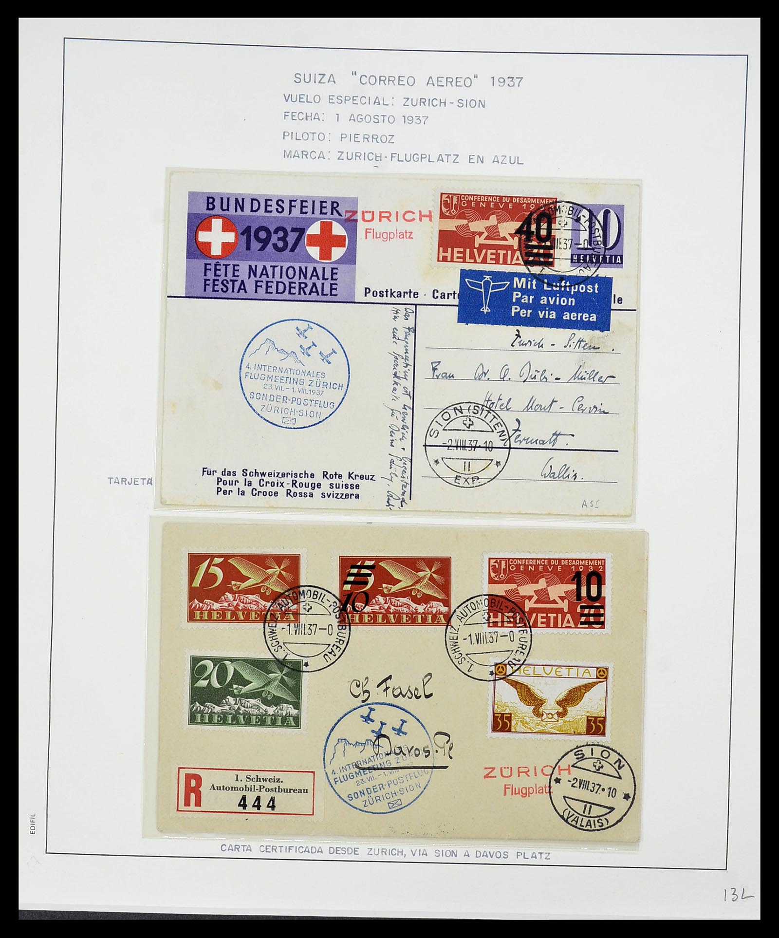 34137 070 - Stamp collection 34137 Switzerland airmail covers 1923-1963.