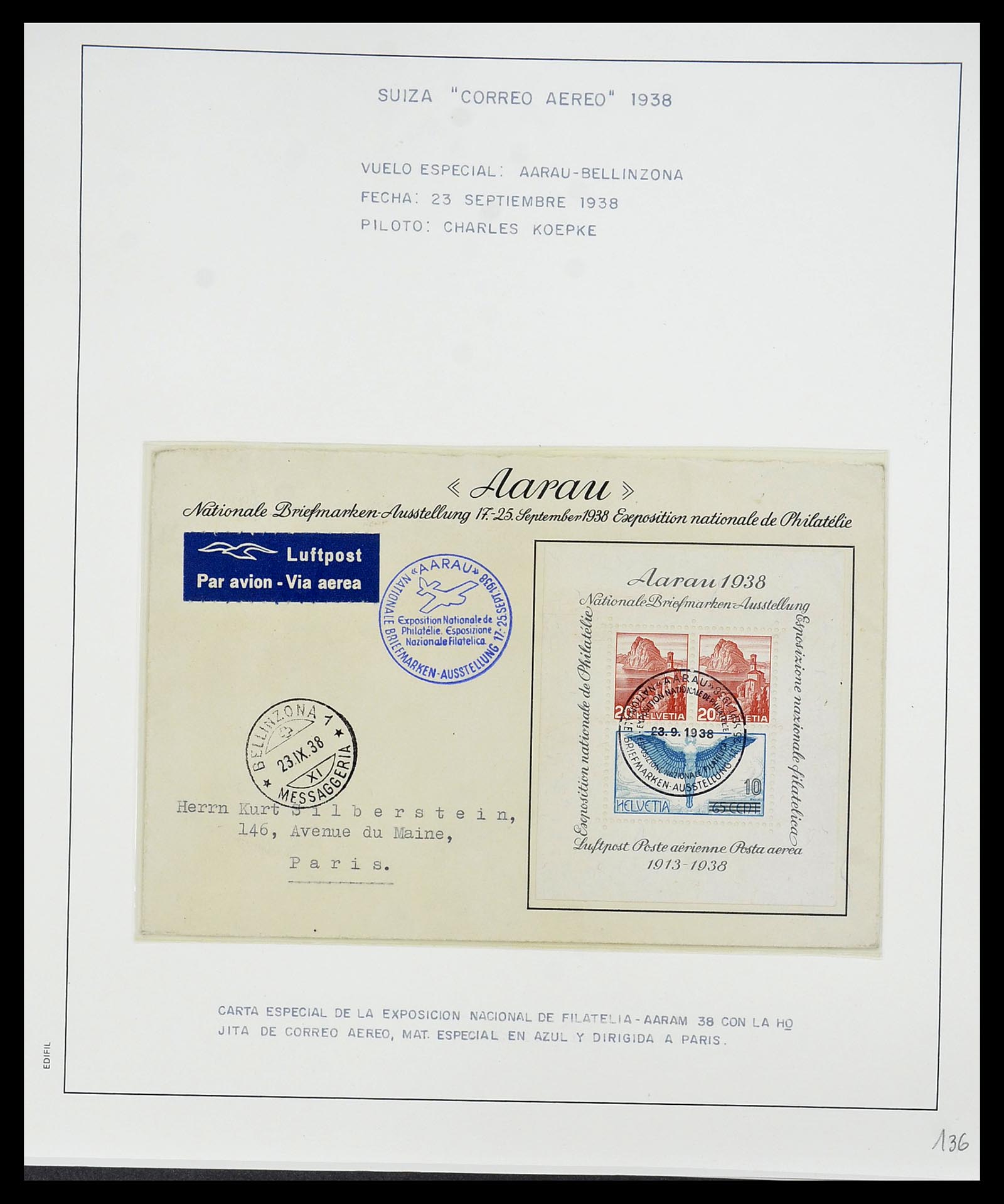 34137 074 - Stamp collection 34137 Switzerland airmail covers 1923-1963.