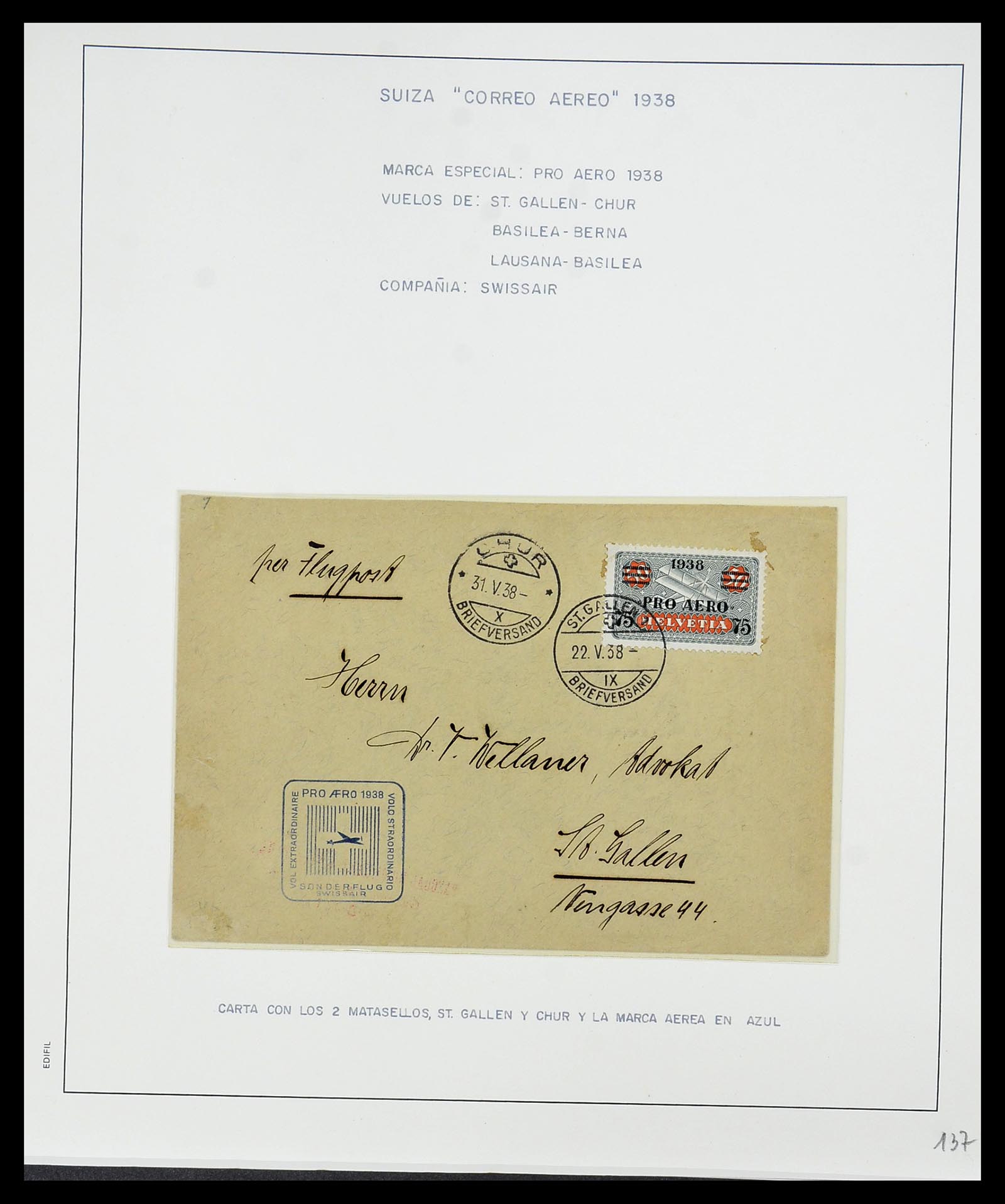 34137 075 - Stamp collection 34137 Switzerland airmail covers 1923-1963.