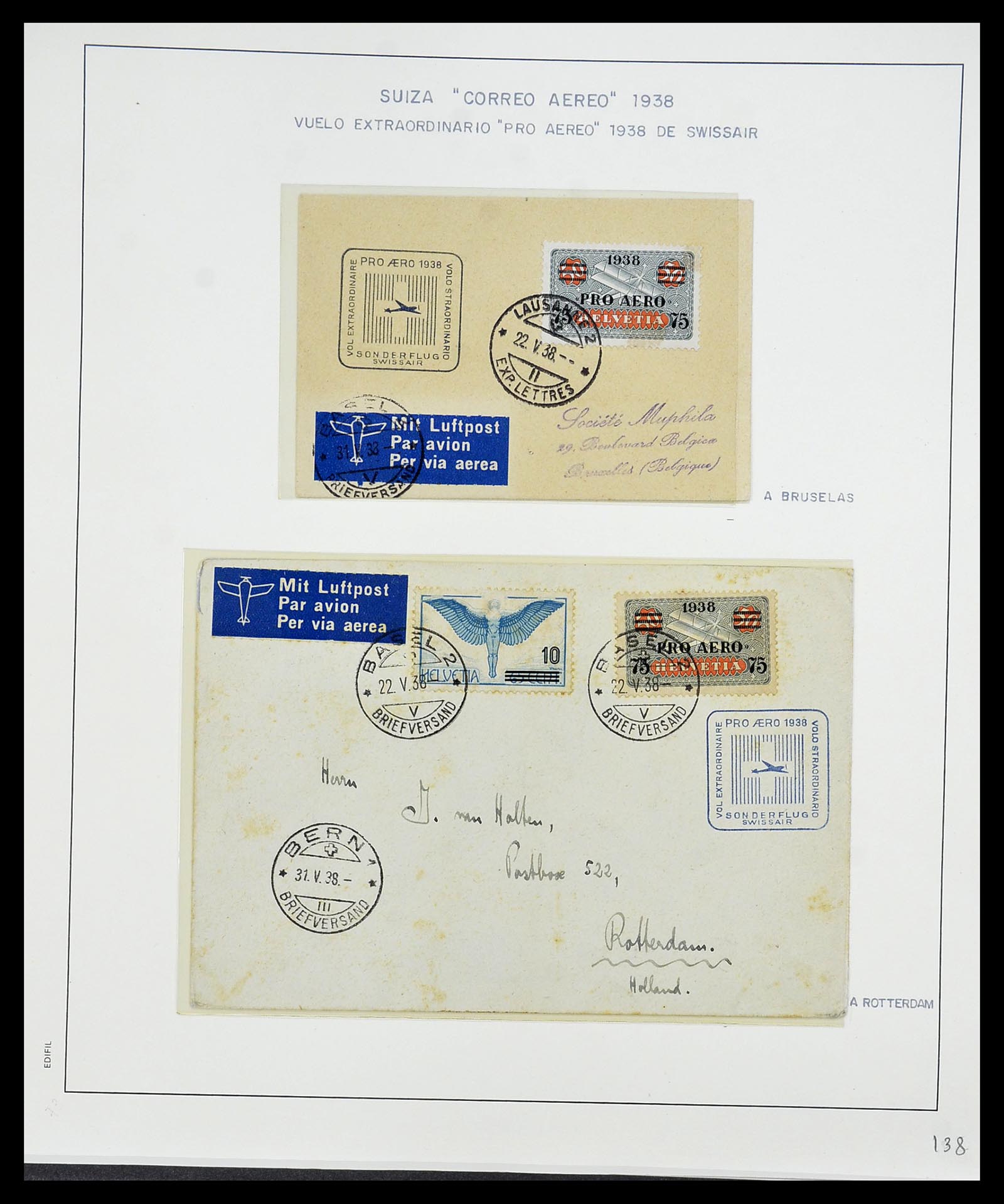 34137 076 - Stamp collection 34137 Switzerland airmail covers 1923-1963.