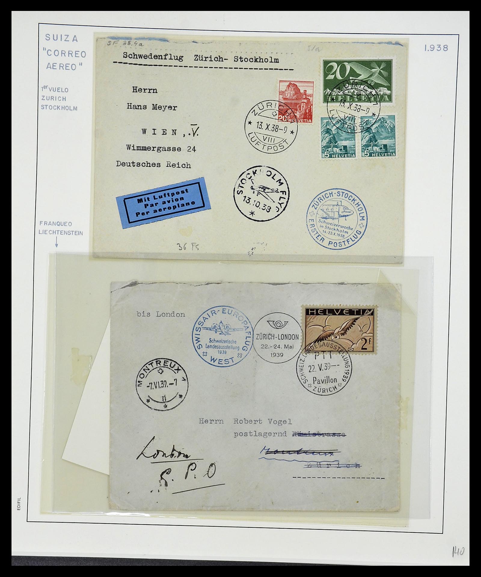 34137 078 - Stamp collection 34137 Switzerland airmail covers 1923-1963.