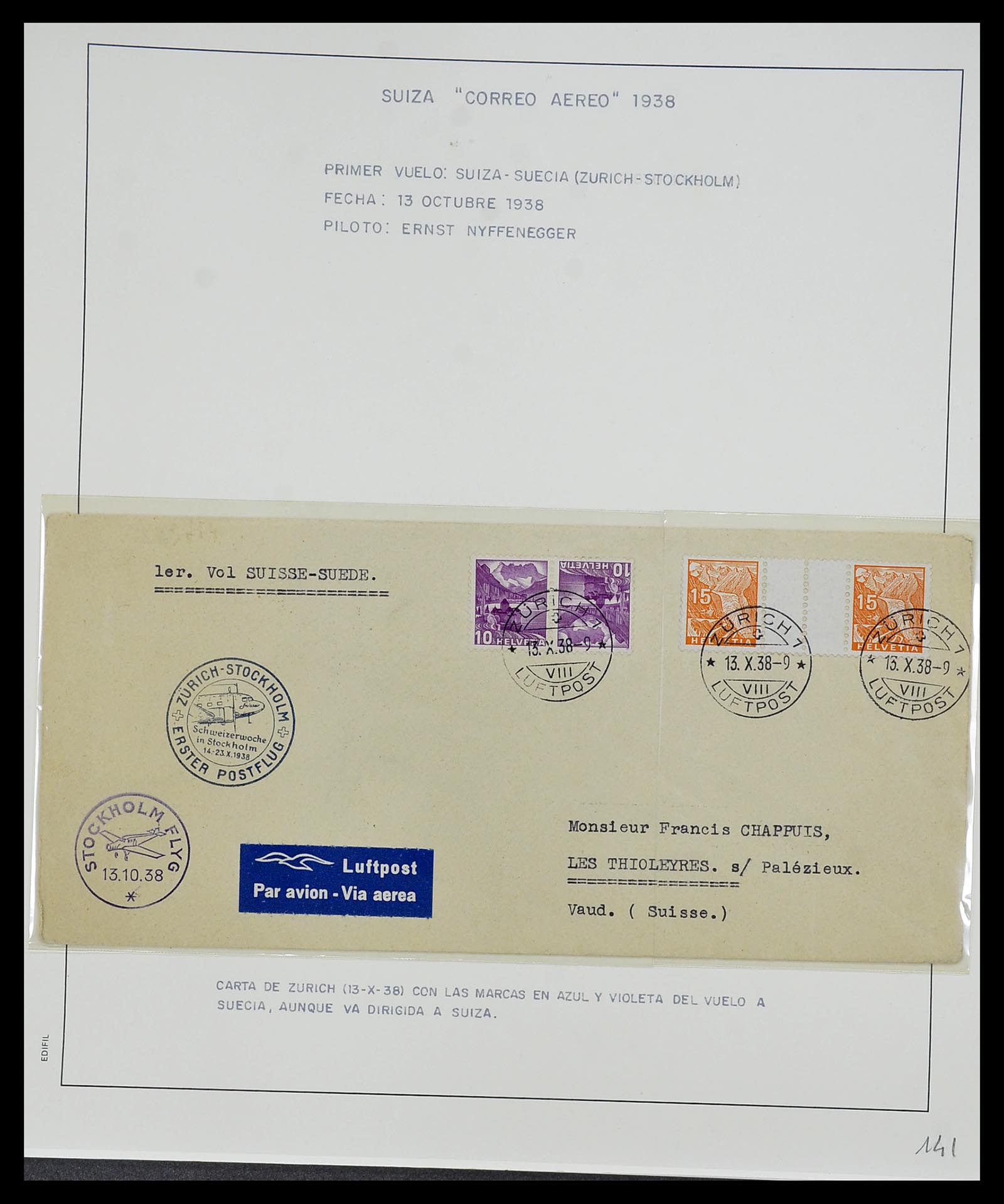 34137 079 - Stamp collection 34137 Switzerland airmail covers 1923-1963.