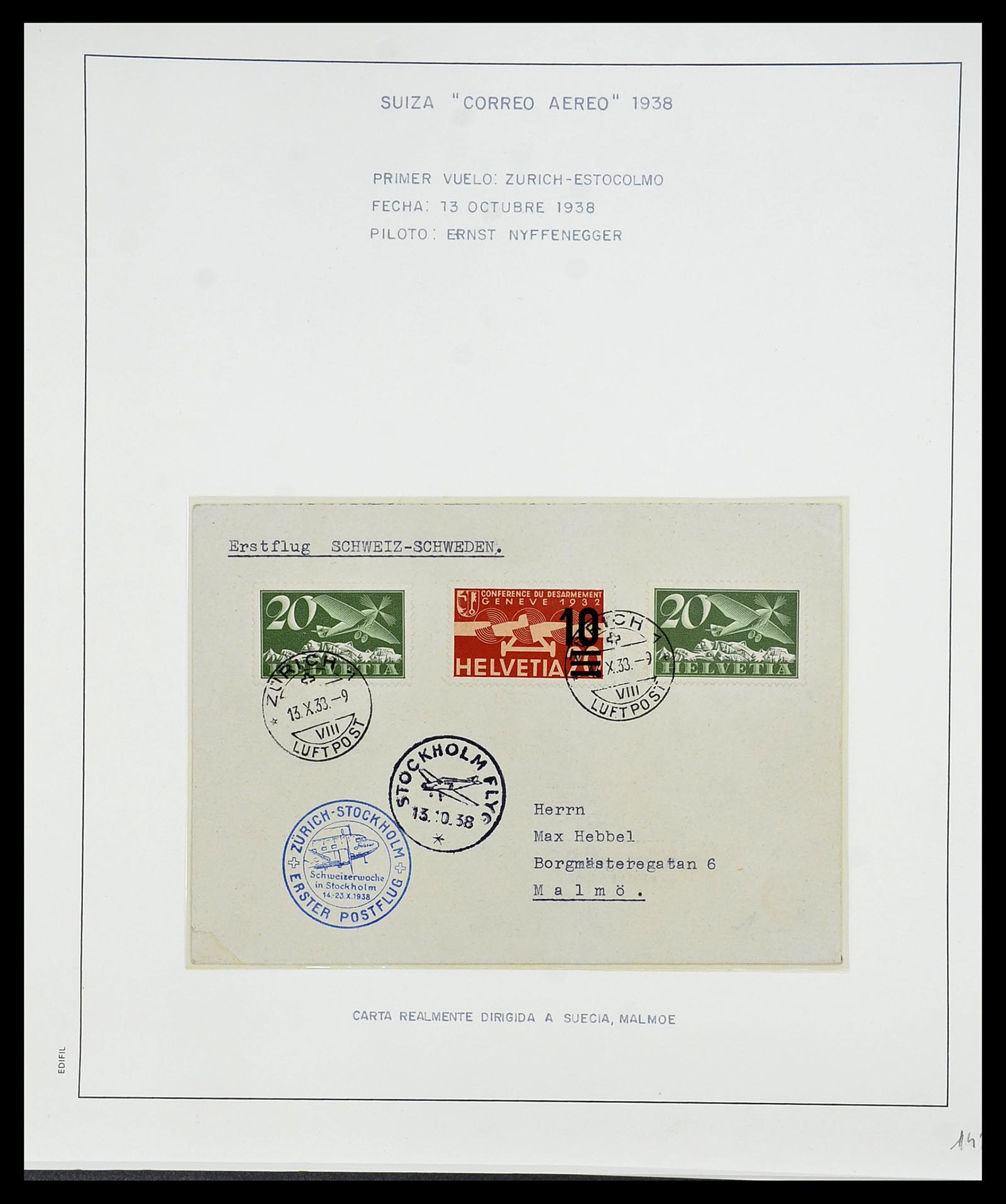 34137 080 - Stamp collection 34137 Switzerland airmail covers 1923-1963.