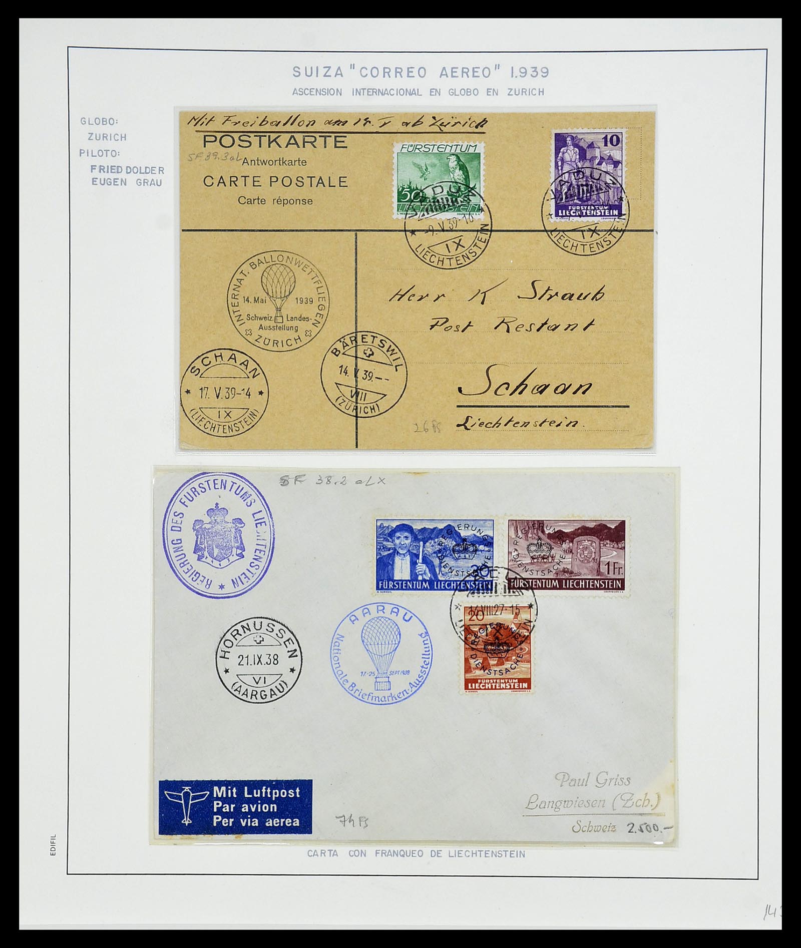 34137 081 - Stamp collection 34137 Switzerland airmail covers 1923-1963.