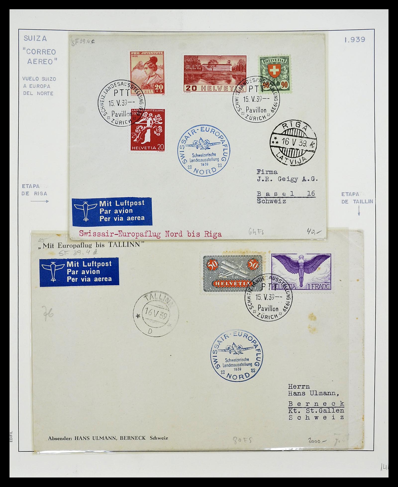 34137 084 - Stamp collection 34137 Switzerland airmail covers 1923-1963.