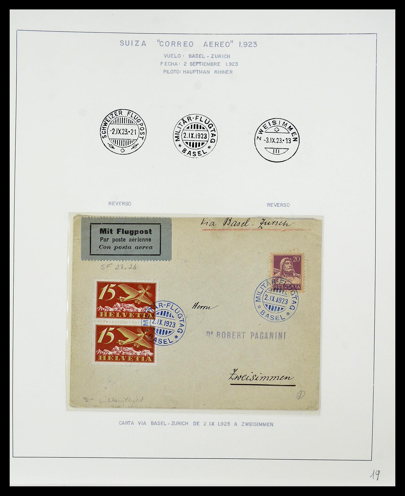 34137 089 - Stamp collection 34137 Switzerland airmail covers 1923-1963.