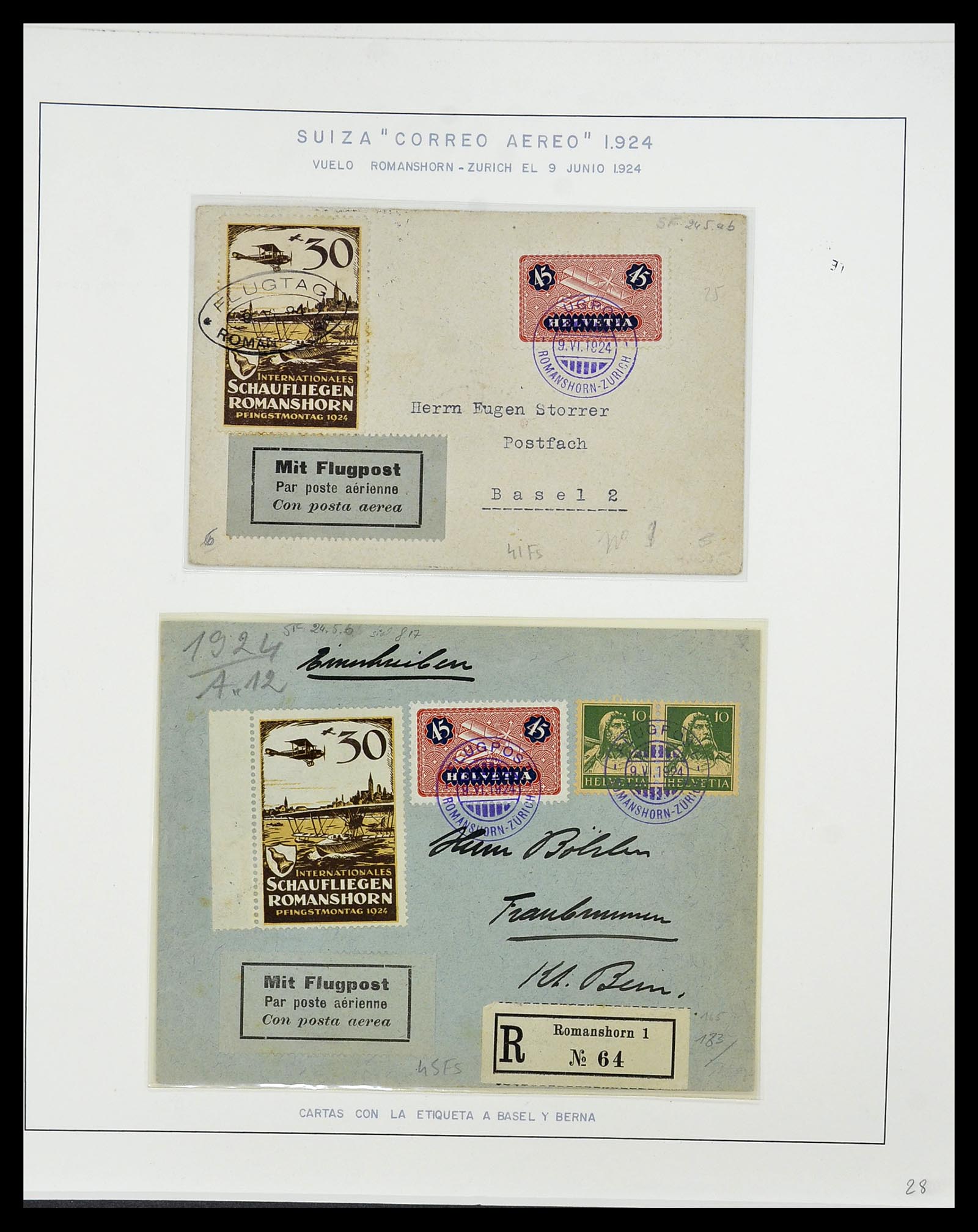 34137 094 - Stamp collection 34137 Switzerland airmail covers 1923-1963.
