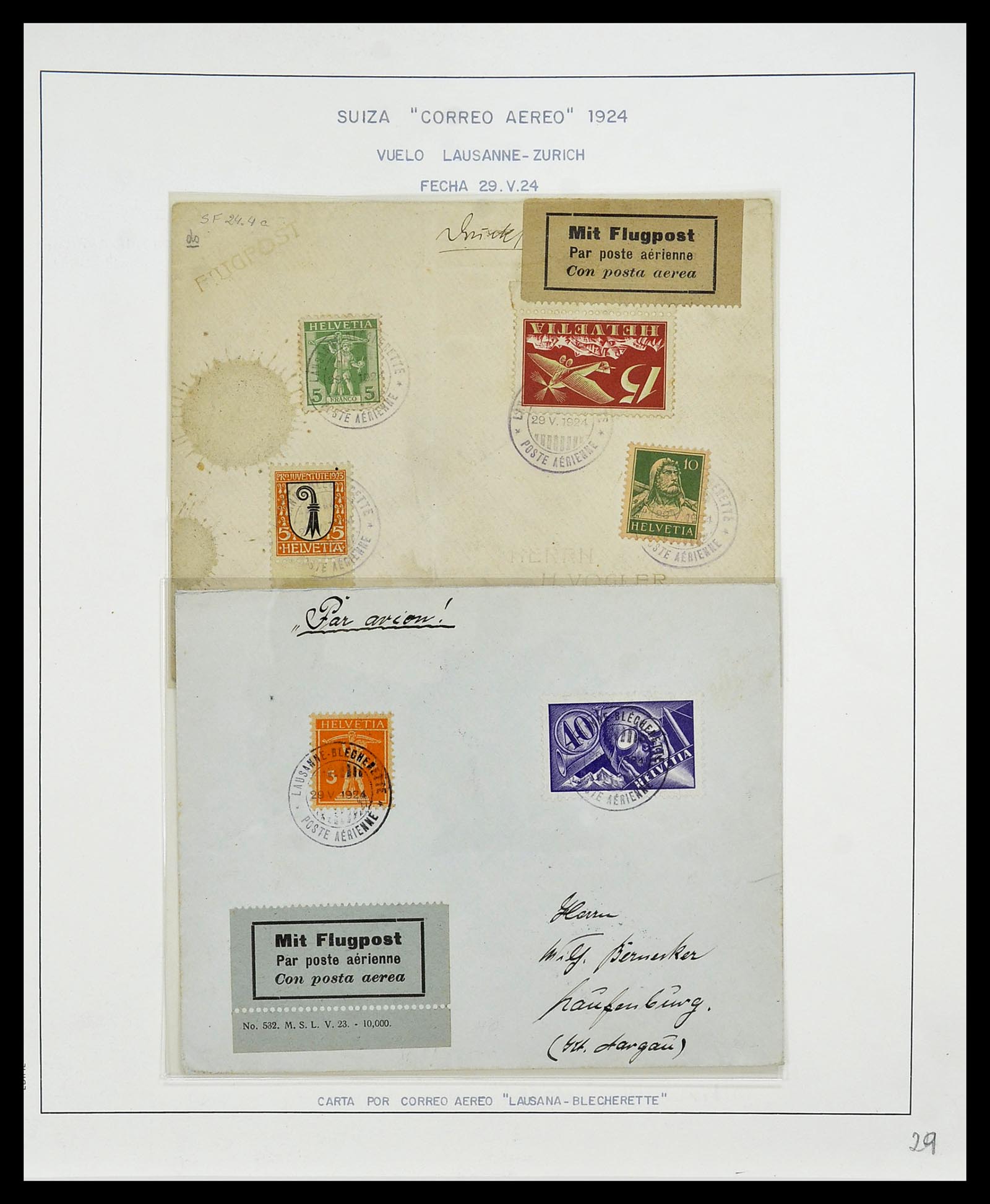34137 095 - Stamp collection 34137 Switzerland airmail covers 1923-1963.