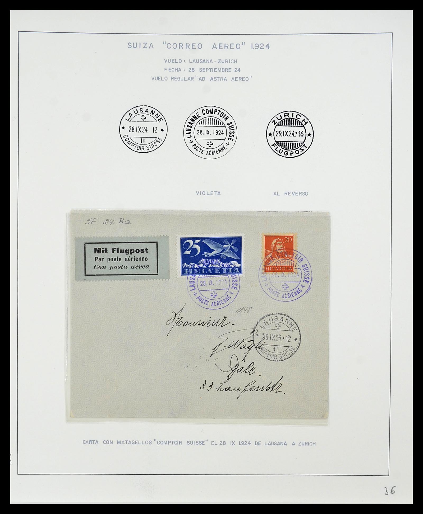 34137 096 - Stamp collection 34137 Switzerland airmail covers 1923-1963.