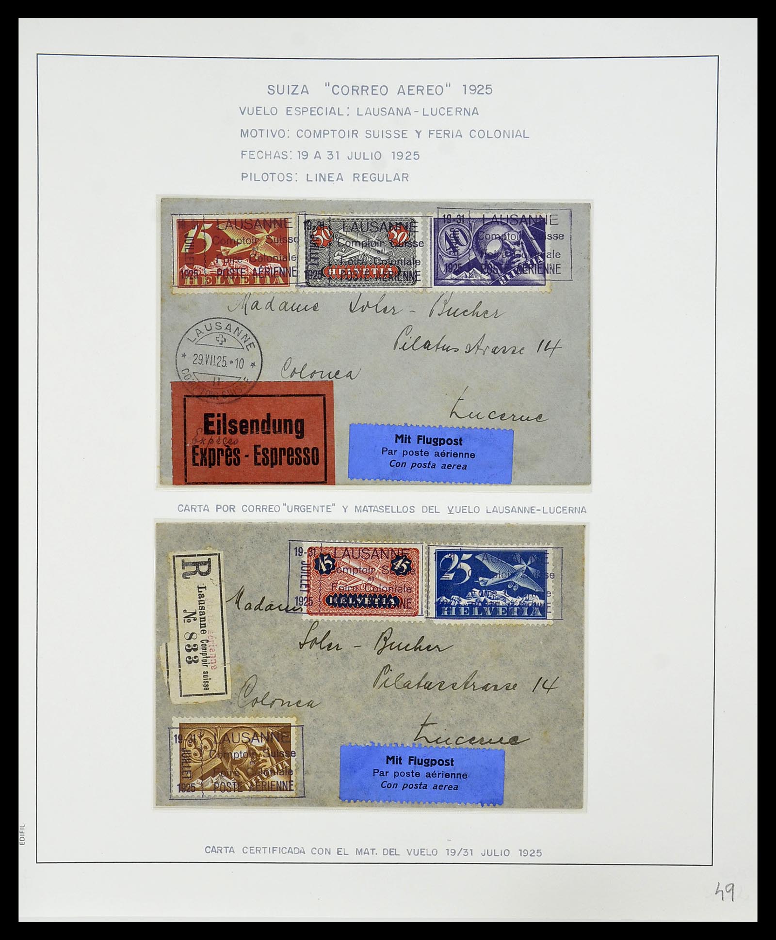 34137 102 - Stamp collection 34137 Switzerland airmail covers 1923-1963.