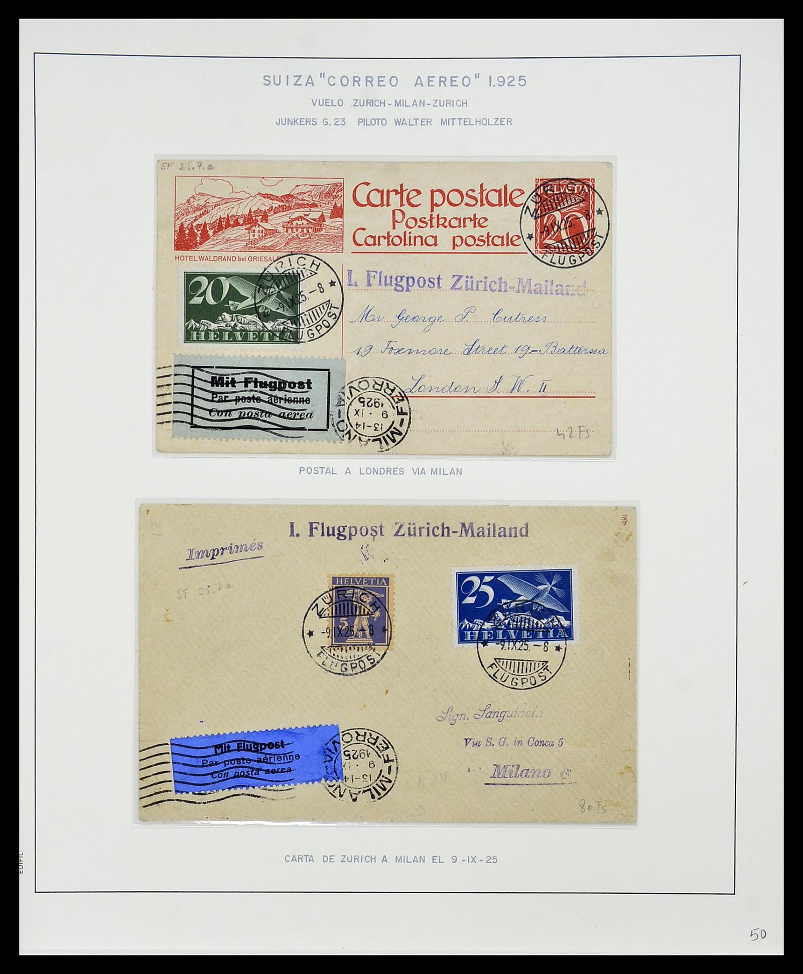 34137 103 - Stamp collection 34137 Switzerland airmail covers 1923-1963.