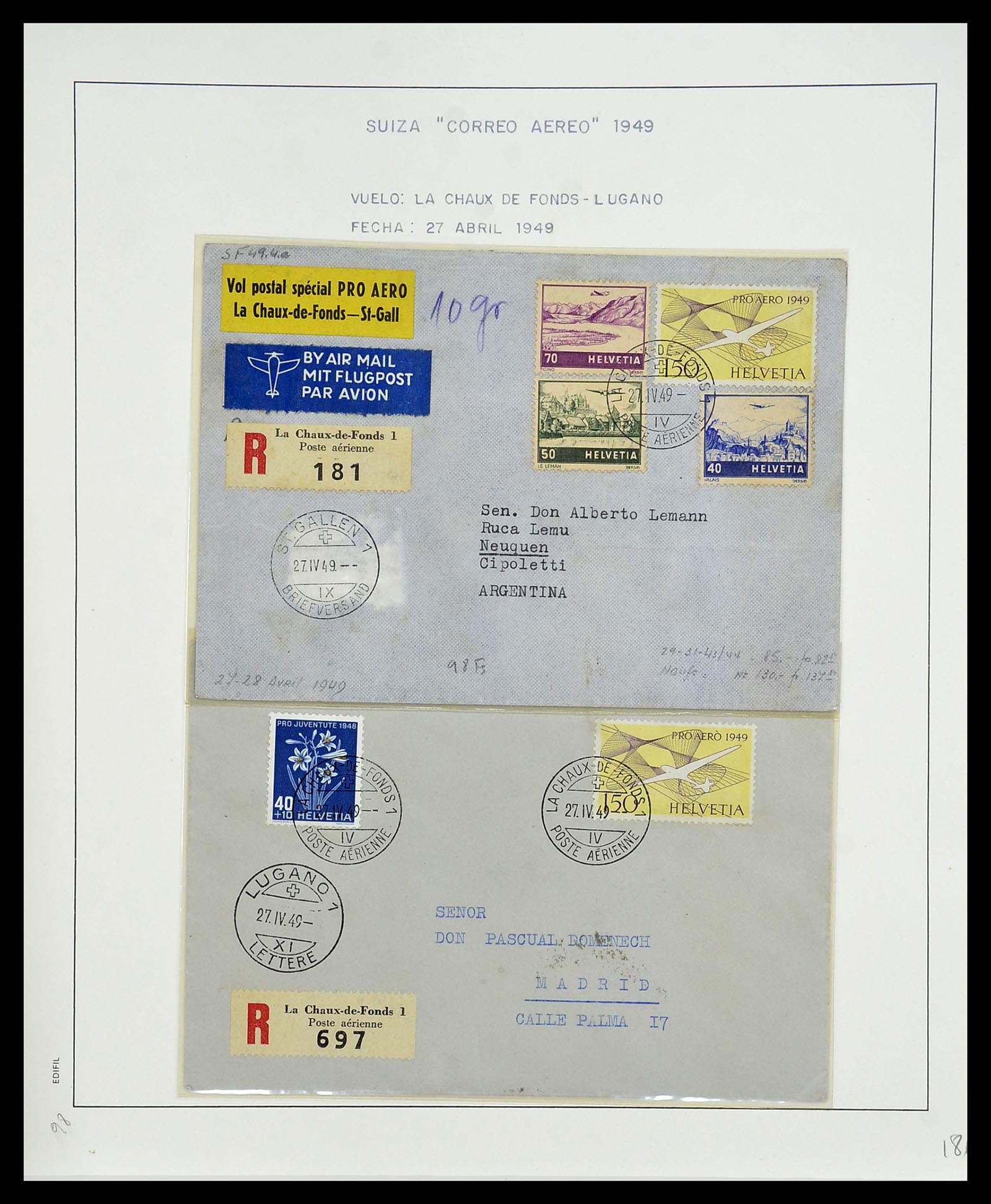 34137 113 - Stamp collection 34137 Switzerland airmail covers 1923-1963.