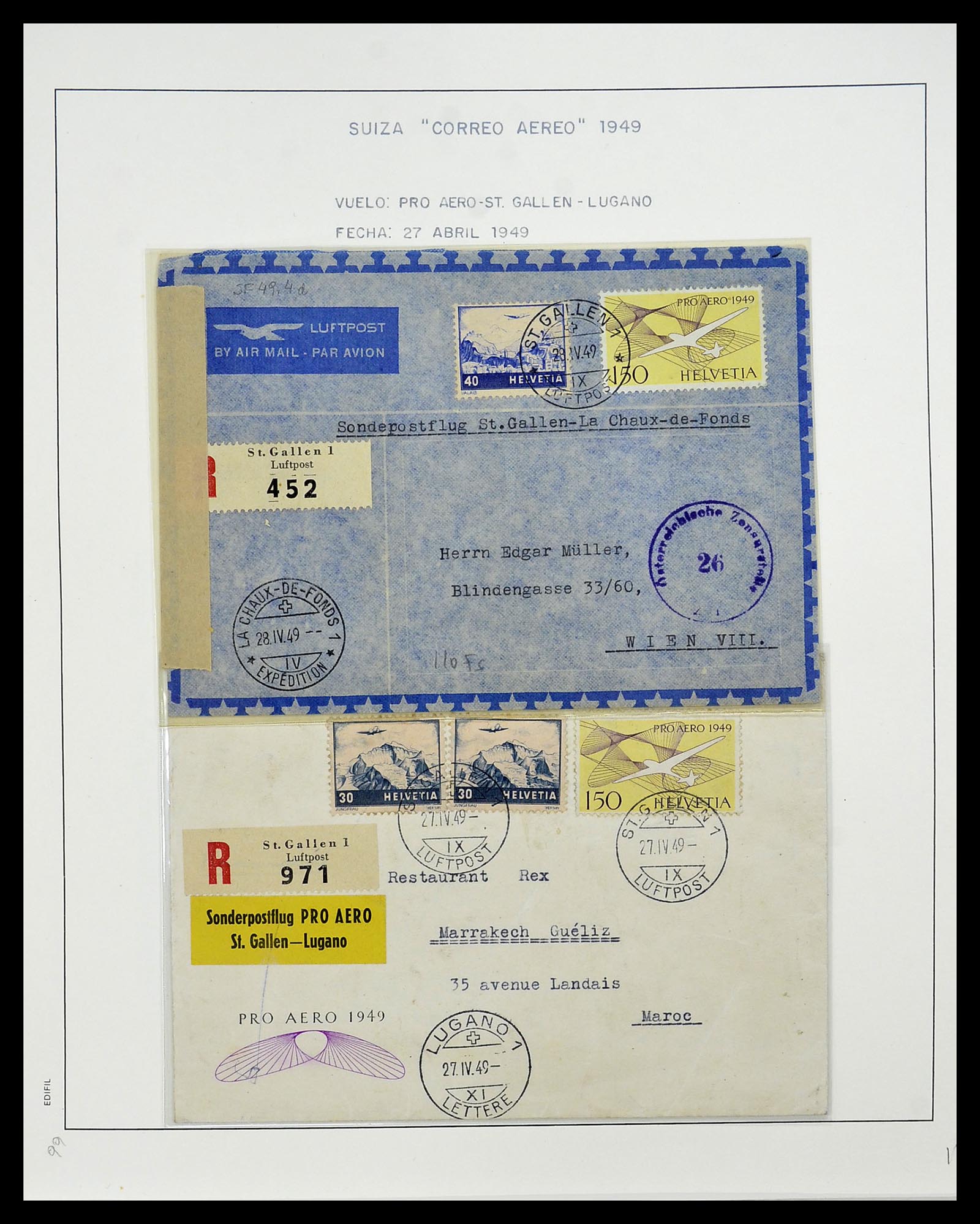 34137 114 - Stamp collection 34137 Switzerland airmail covers 1923-1963.