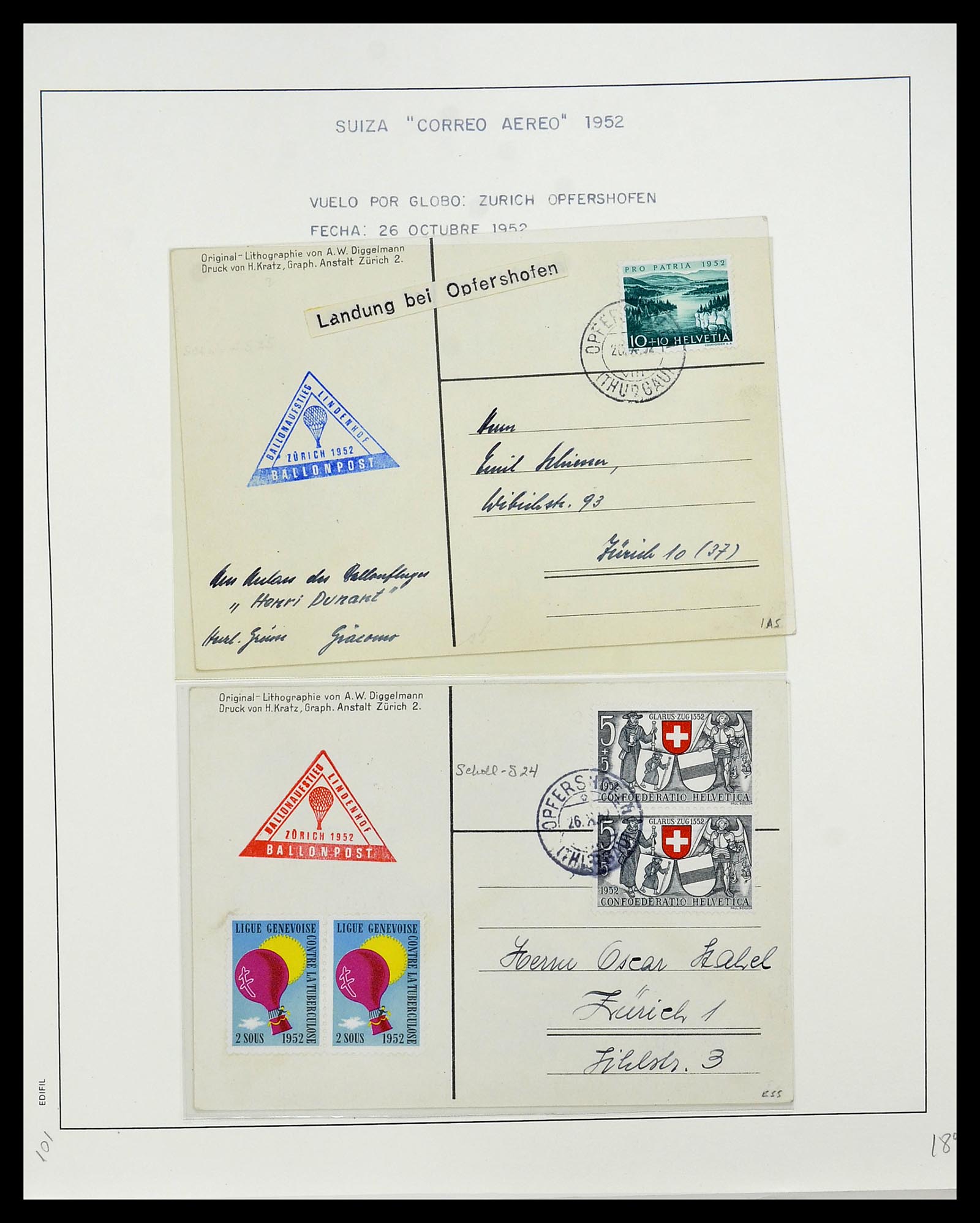 34137 116 - Stamp collection 34137 Switzerland airmail covers 1923-1963.