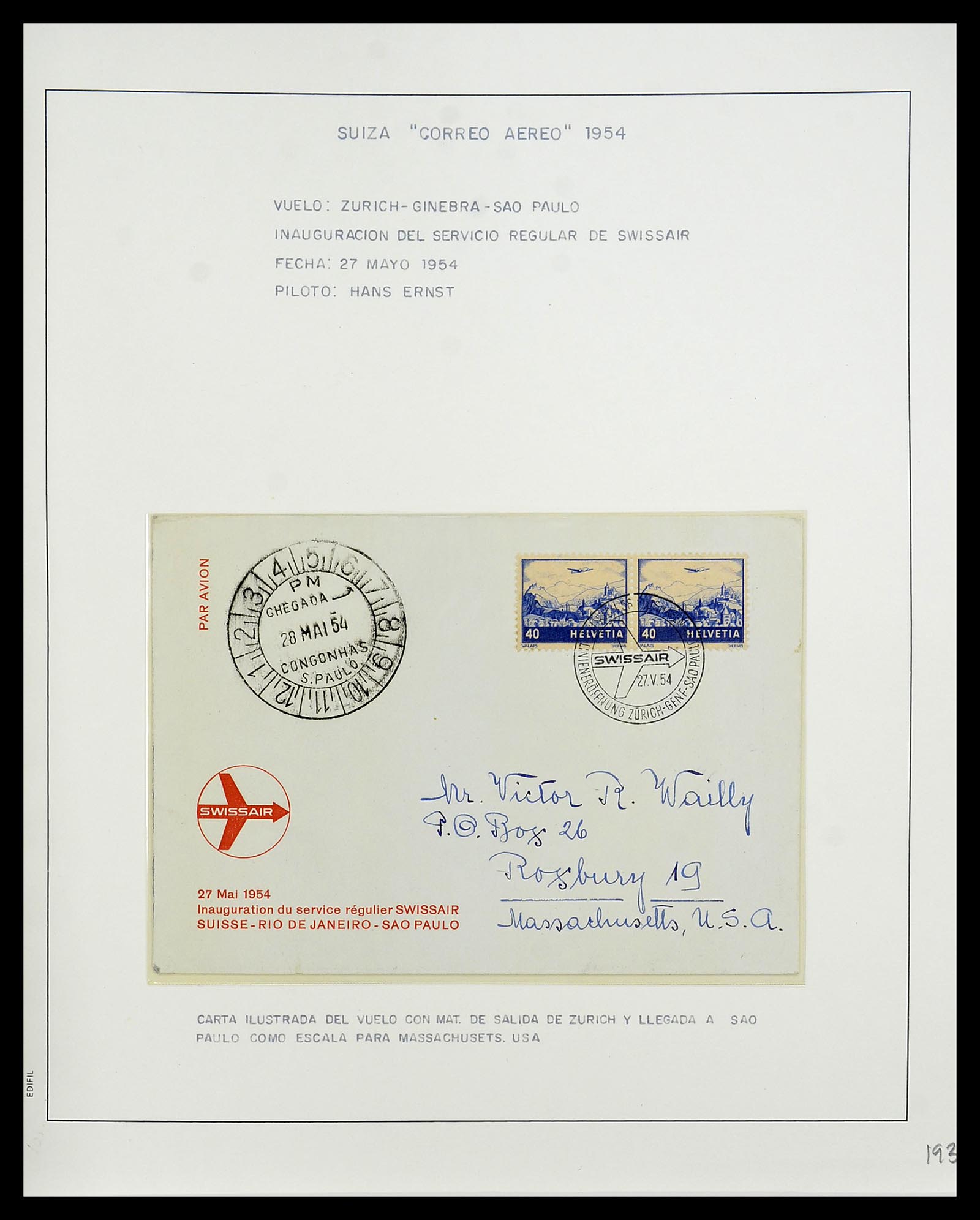 34137 120 - Stamp collection 34137 Switzerland airmail covers 1923-1963.