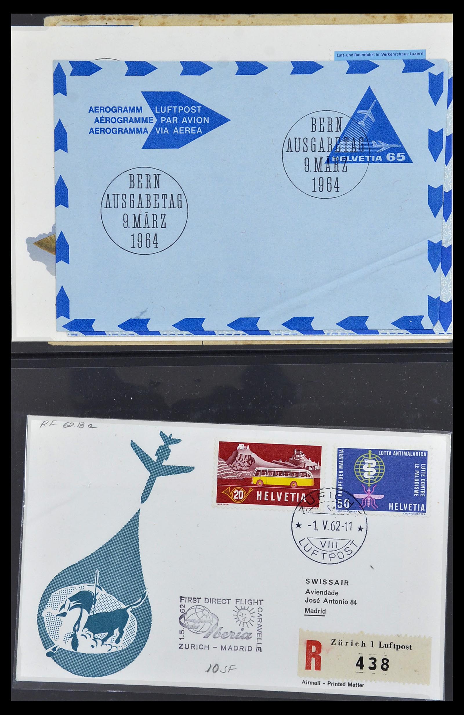 34137 141 - Postzegelverzameling 34137 Zwitserland luchtpostbrieven 1923-1963.