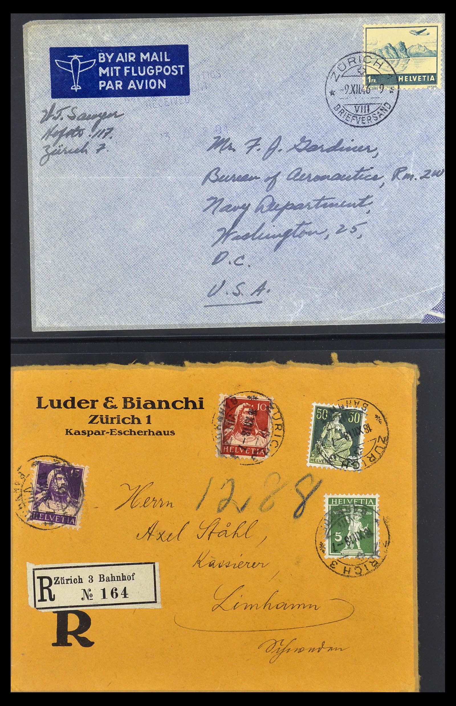 34137 142 - Postzegelverzameling 34137 Zwitserland luchtpostbrieven 1923-1963.