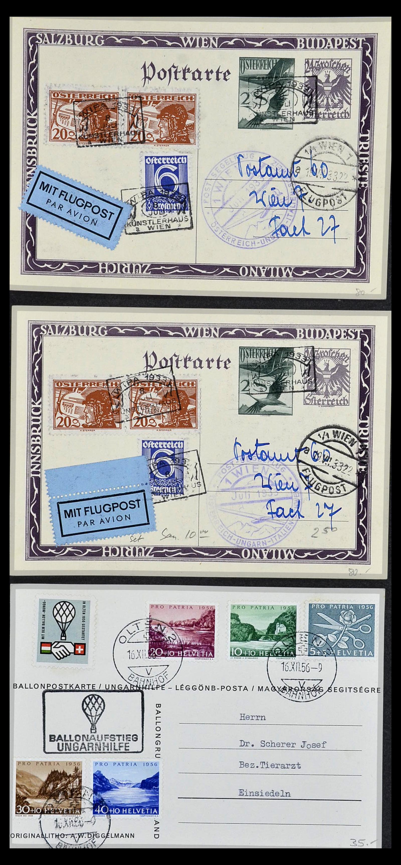 34141 001 - Postzegelverzameling 34141 Zwitserland luchtpost brieven 1920-1960.