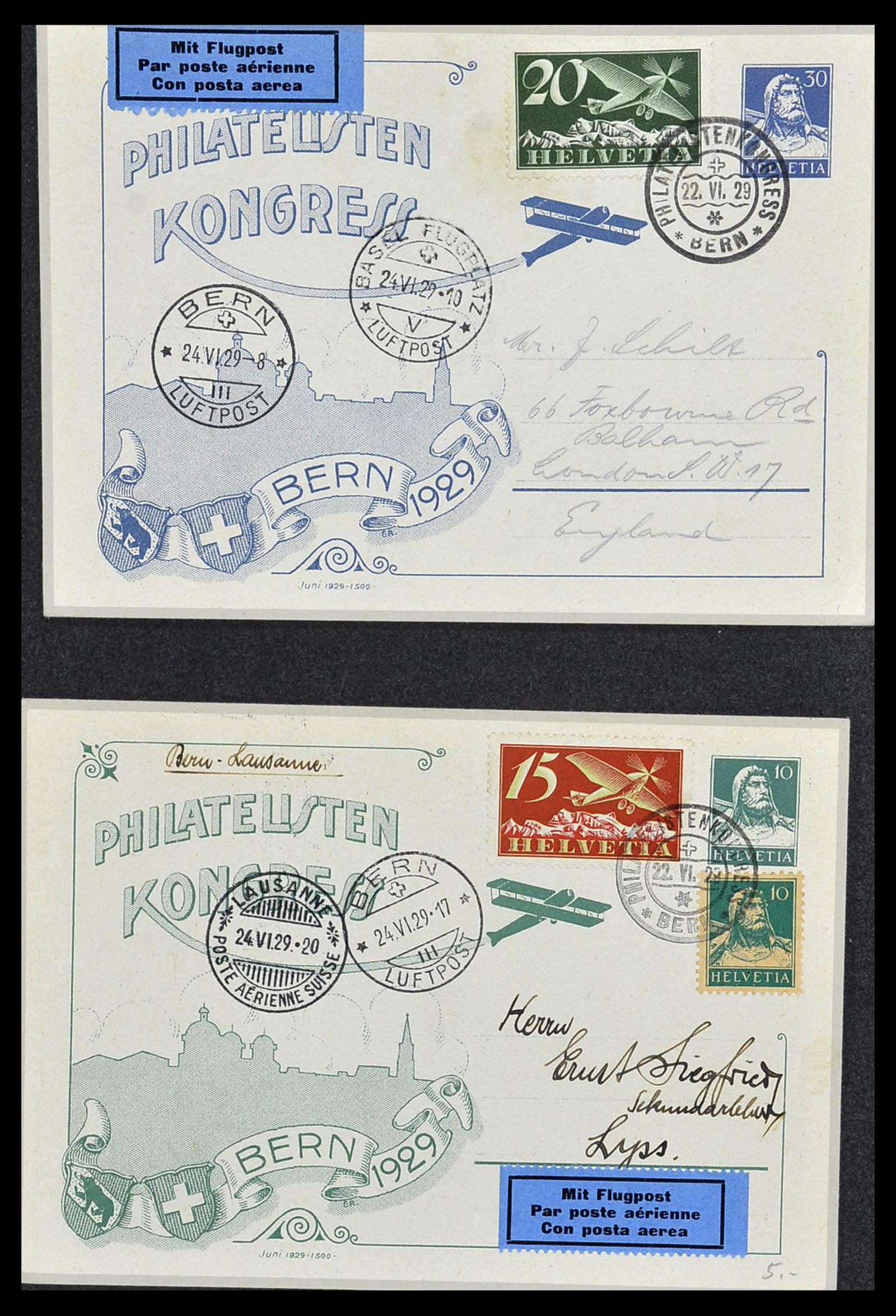 34141 004 - Postzegelverzameling 34141 Zwitserland luchtpost brieven 1920-1960.