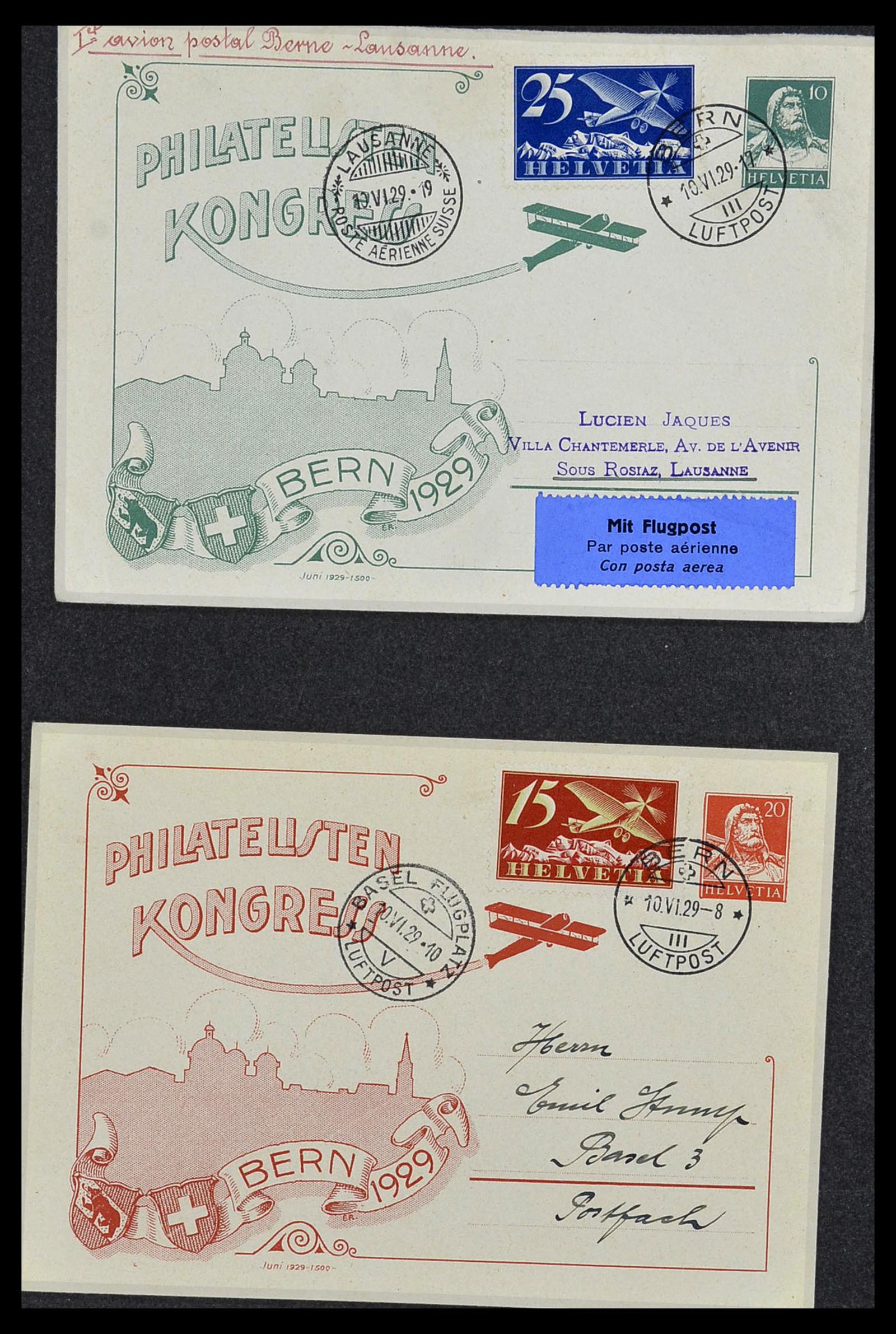 34141 005 - Postzegelverzameling 34141 Zwitserland luchtpost brieven 1920-1960.