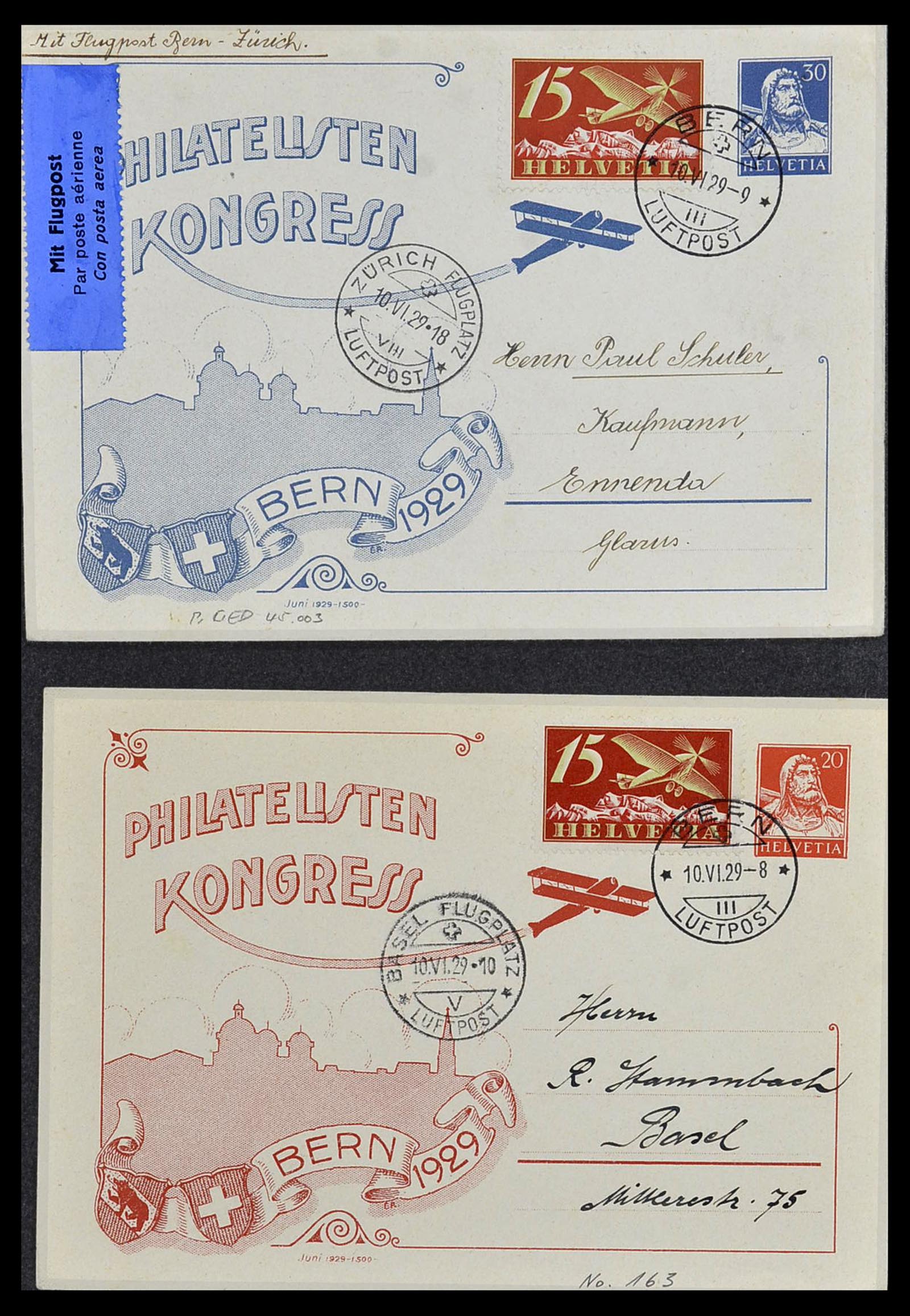 34141 008 - Postzegelverzameling 34141 Zwitserland luchtpost brieven 1920-1960.