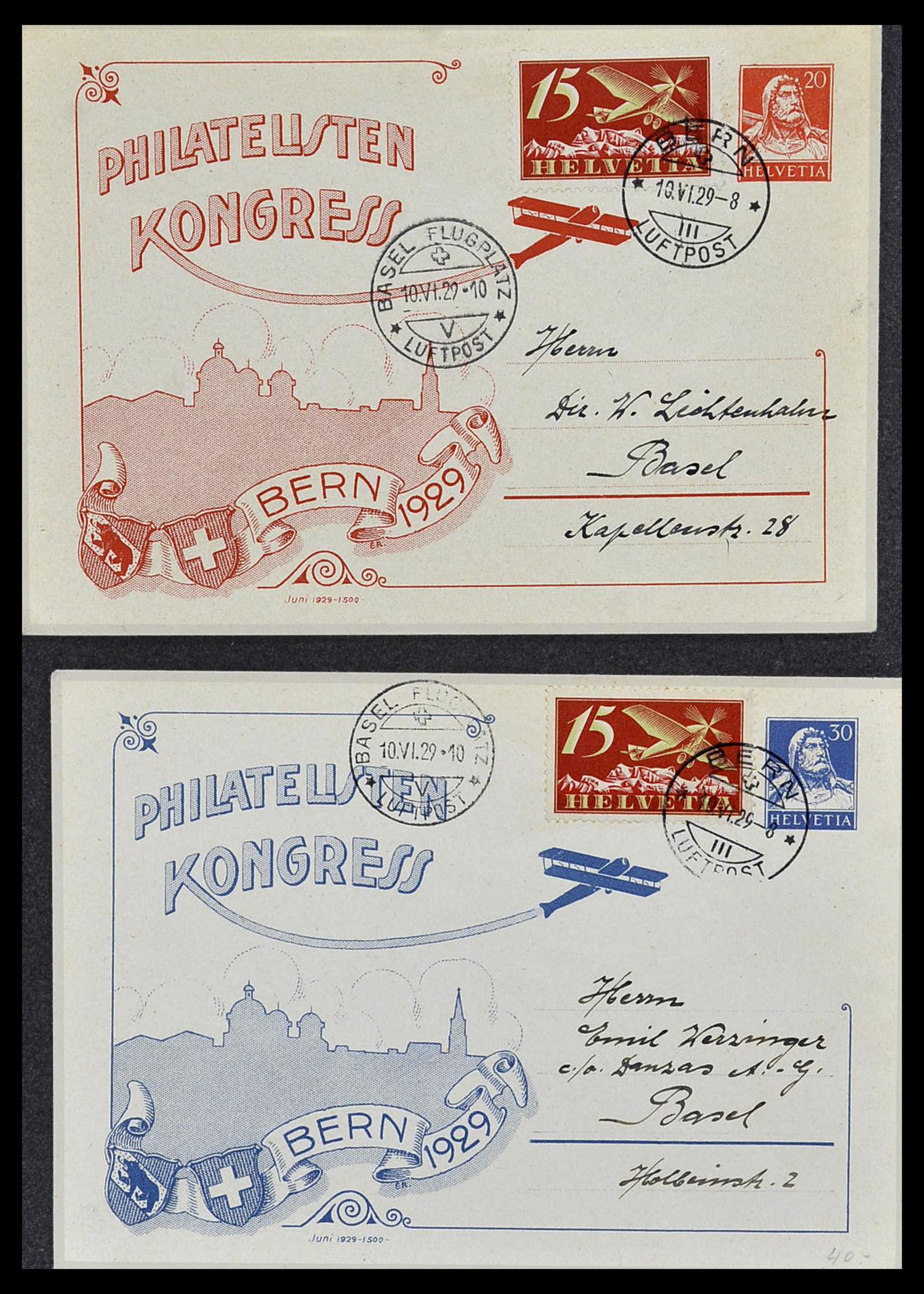 34141 009 - Postzegelverzameling 34141 Zwitserland luchtpost brieven 1920-1960.