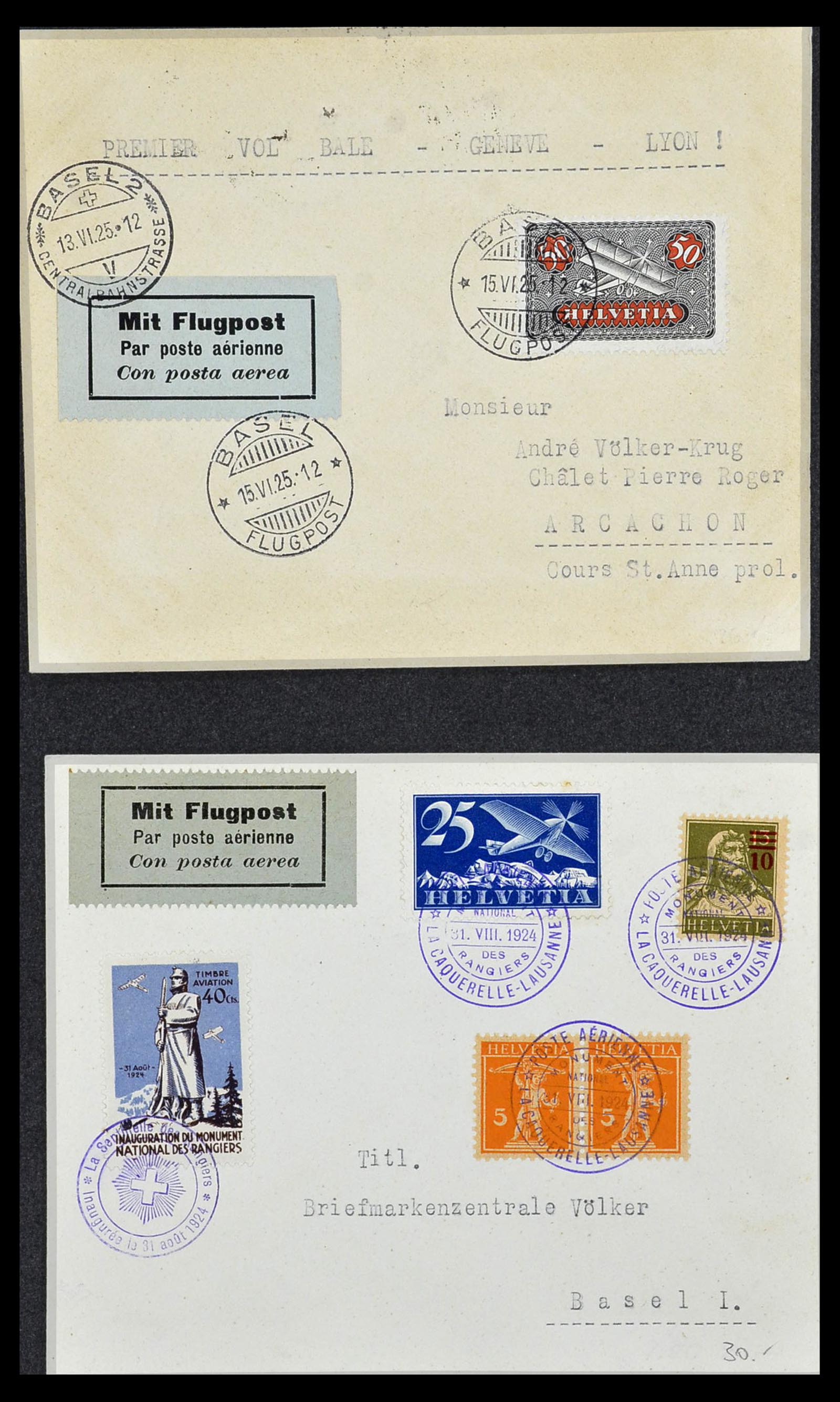 34141 010 - Postzegelverzameling 34141 Zwitserland luchtpost brieven 1920-1960.